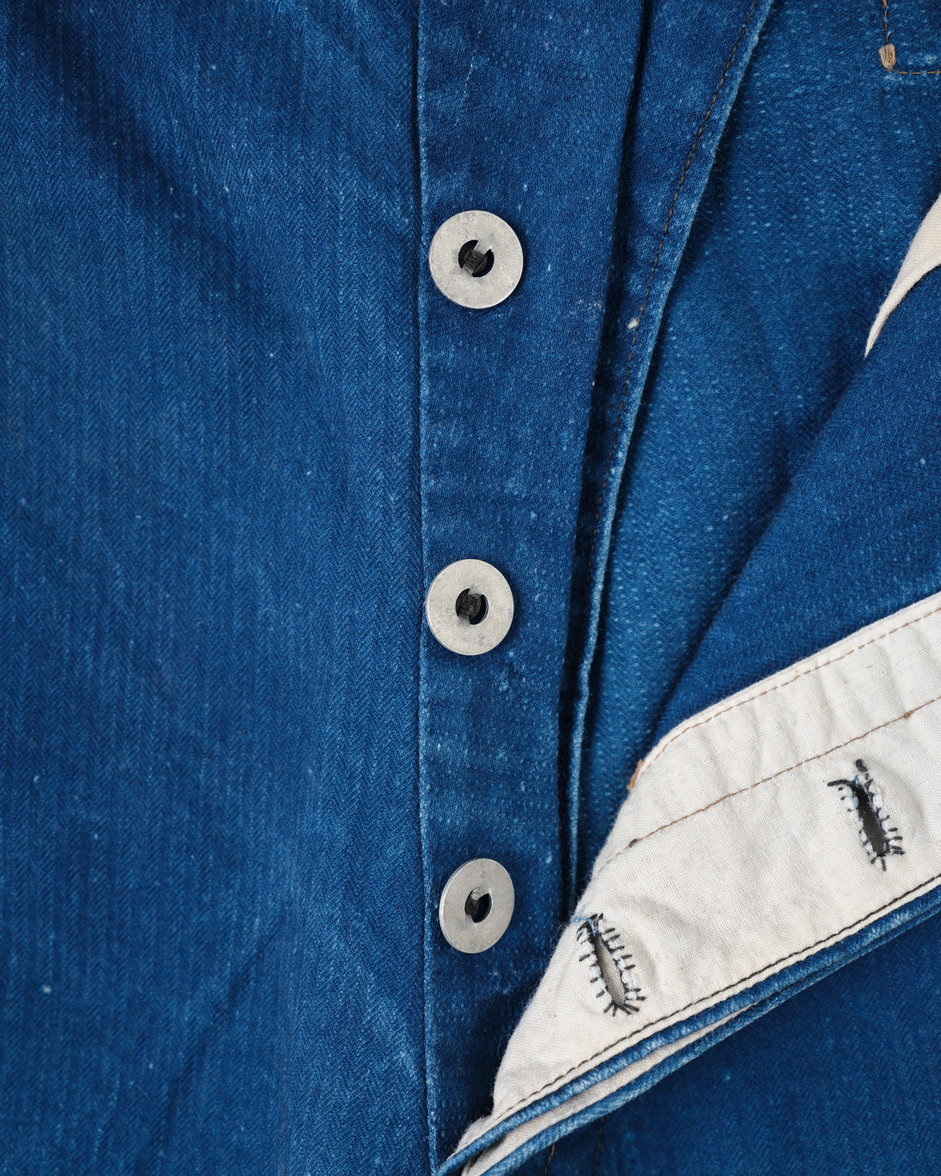 【~30’s】French Army Indigo HBT Cotton Linen Mechanic Trousers