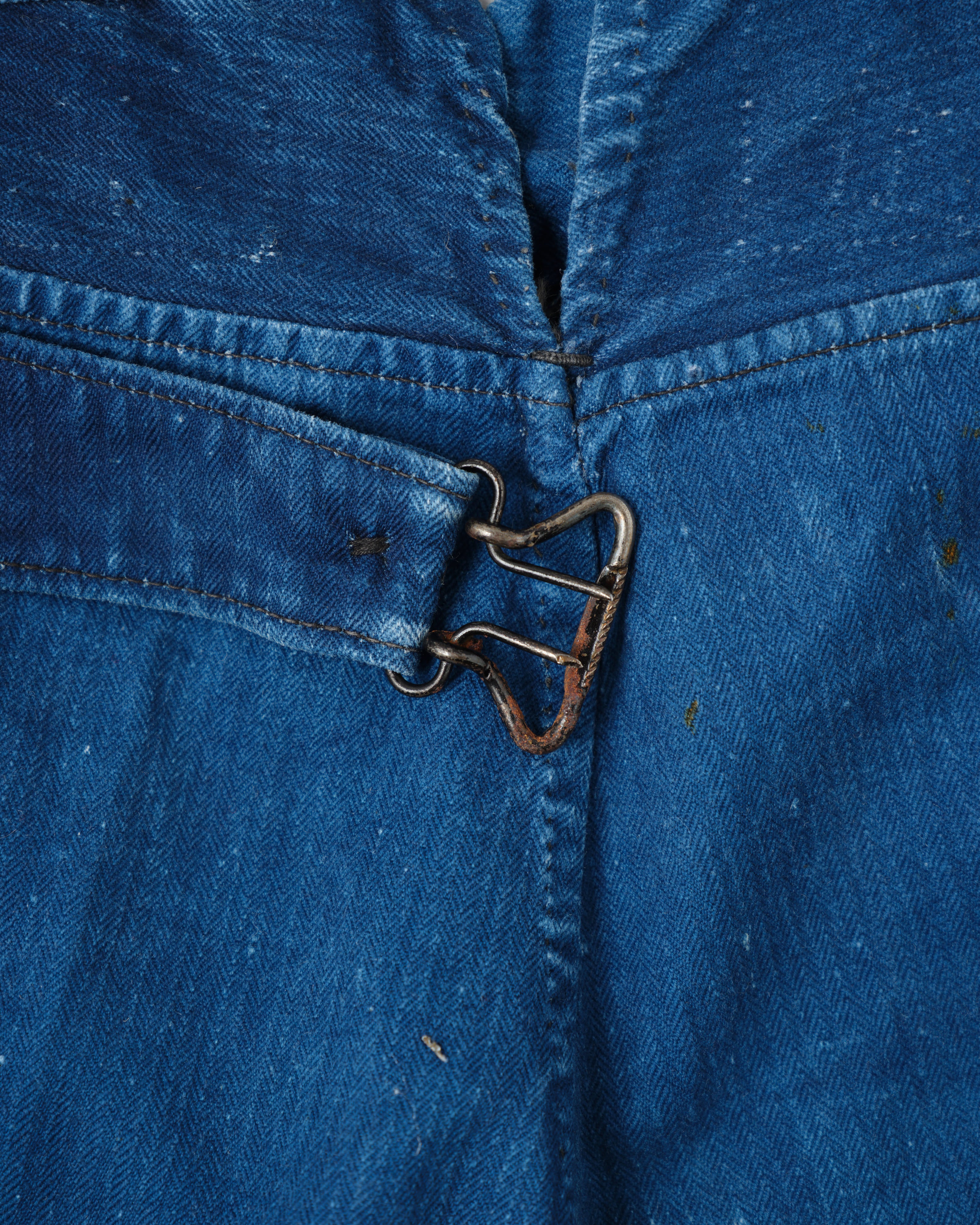 【~30’s】French Army Indigo HBT Cotton Linen Mechanic Trousers