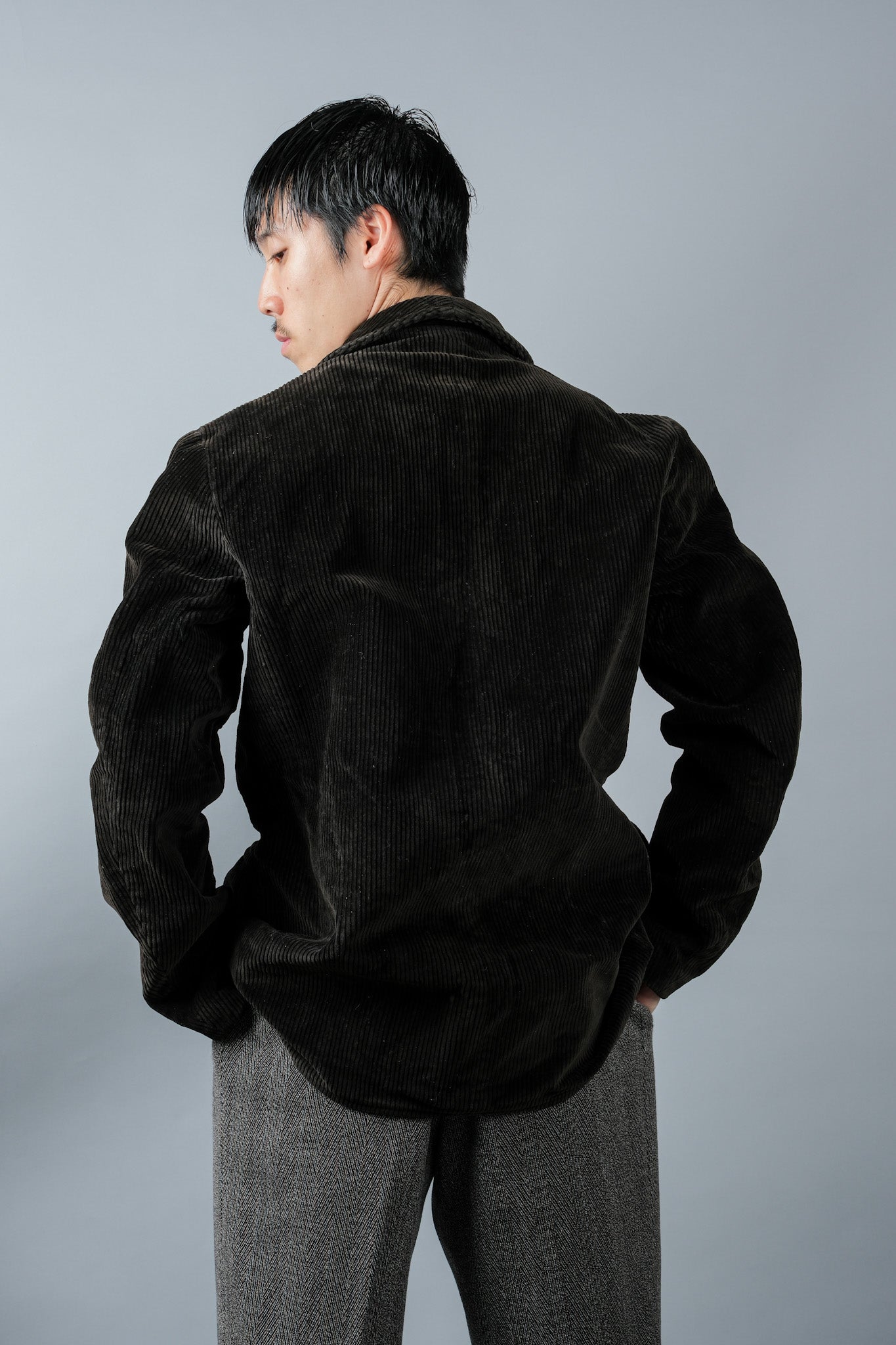 【~40's】French Vintage Dark Brown Corduroy Work Jacket Size.46 "Adolphe Lafont"