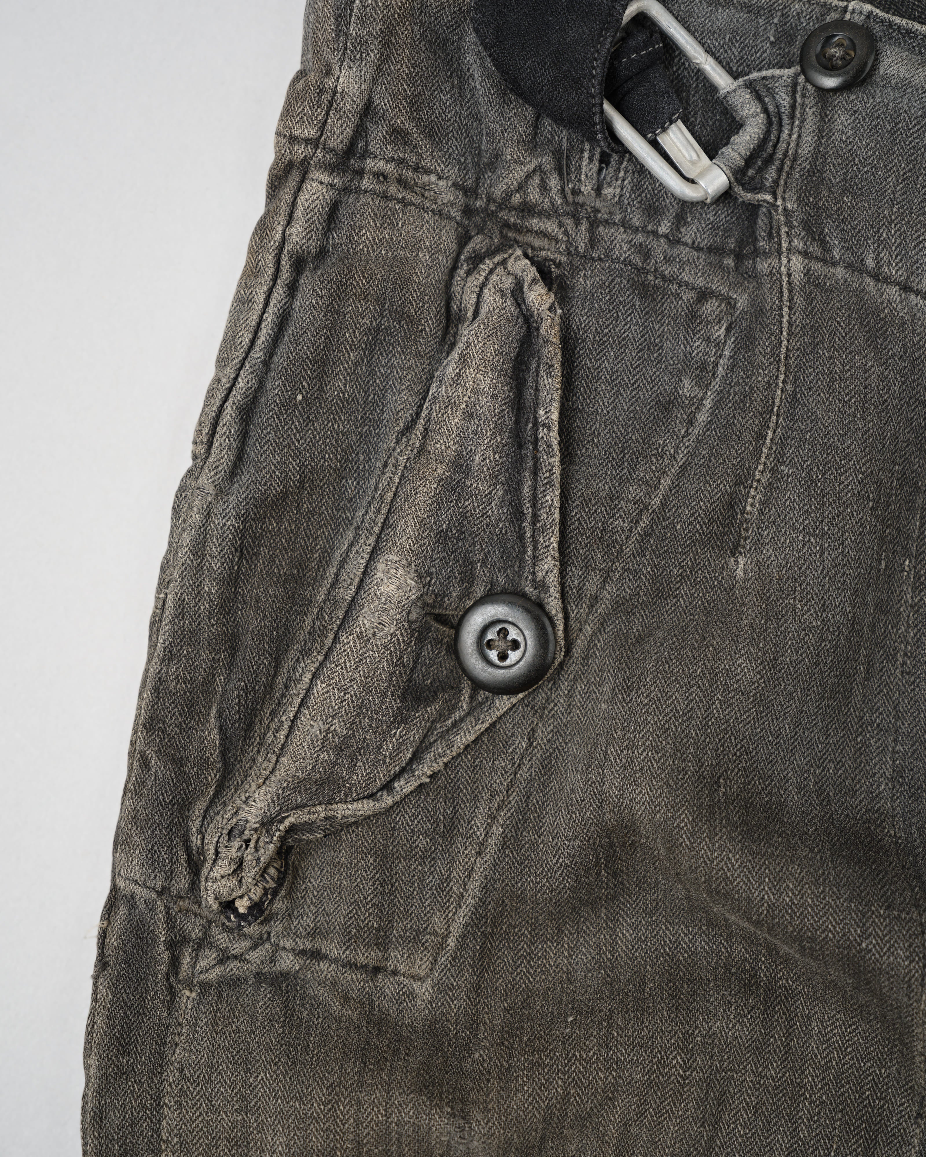 【~30's】German Air Force Gray Drillich HBT Linen Work Trousers "Unusual Color" "Luftwaffe"