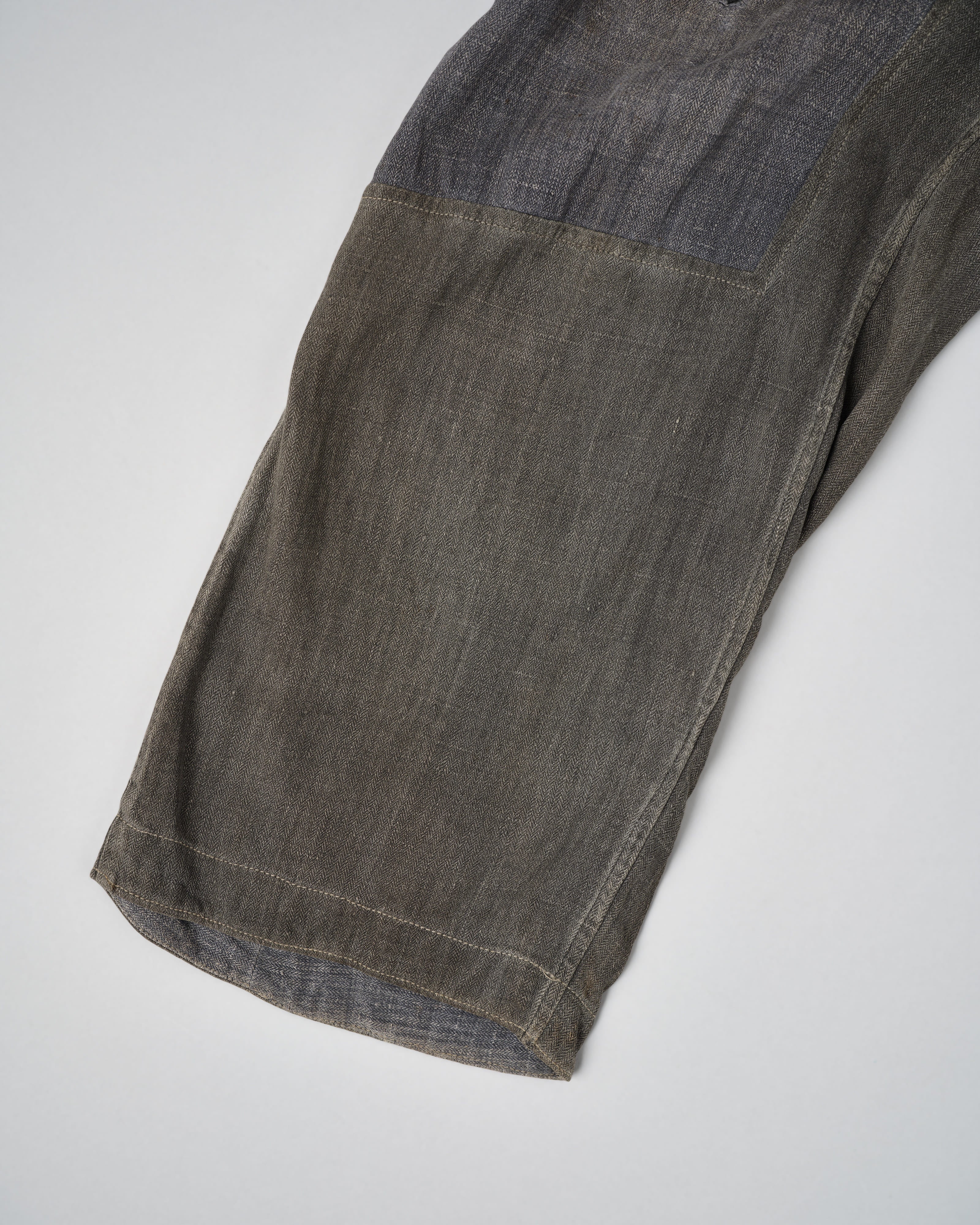 【~30's】German Air Force Gray Drillich HBT Linen Work Trousers "Unusual Color" "Luftwaffe"
