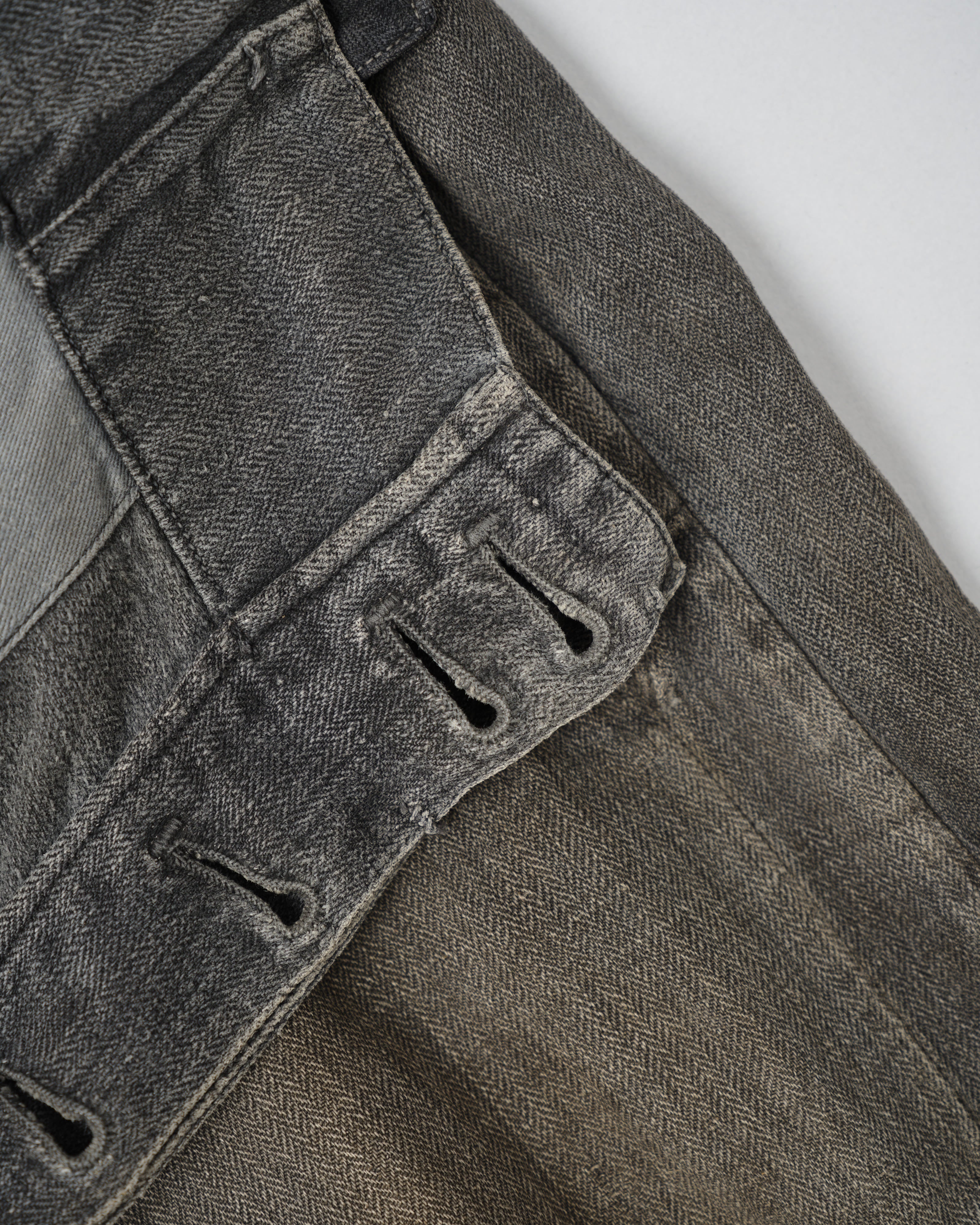 【~30's】German Air Force Gray Drillich HBT Linen Work Trousers "Unusual Color" "Luftwaffe"