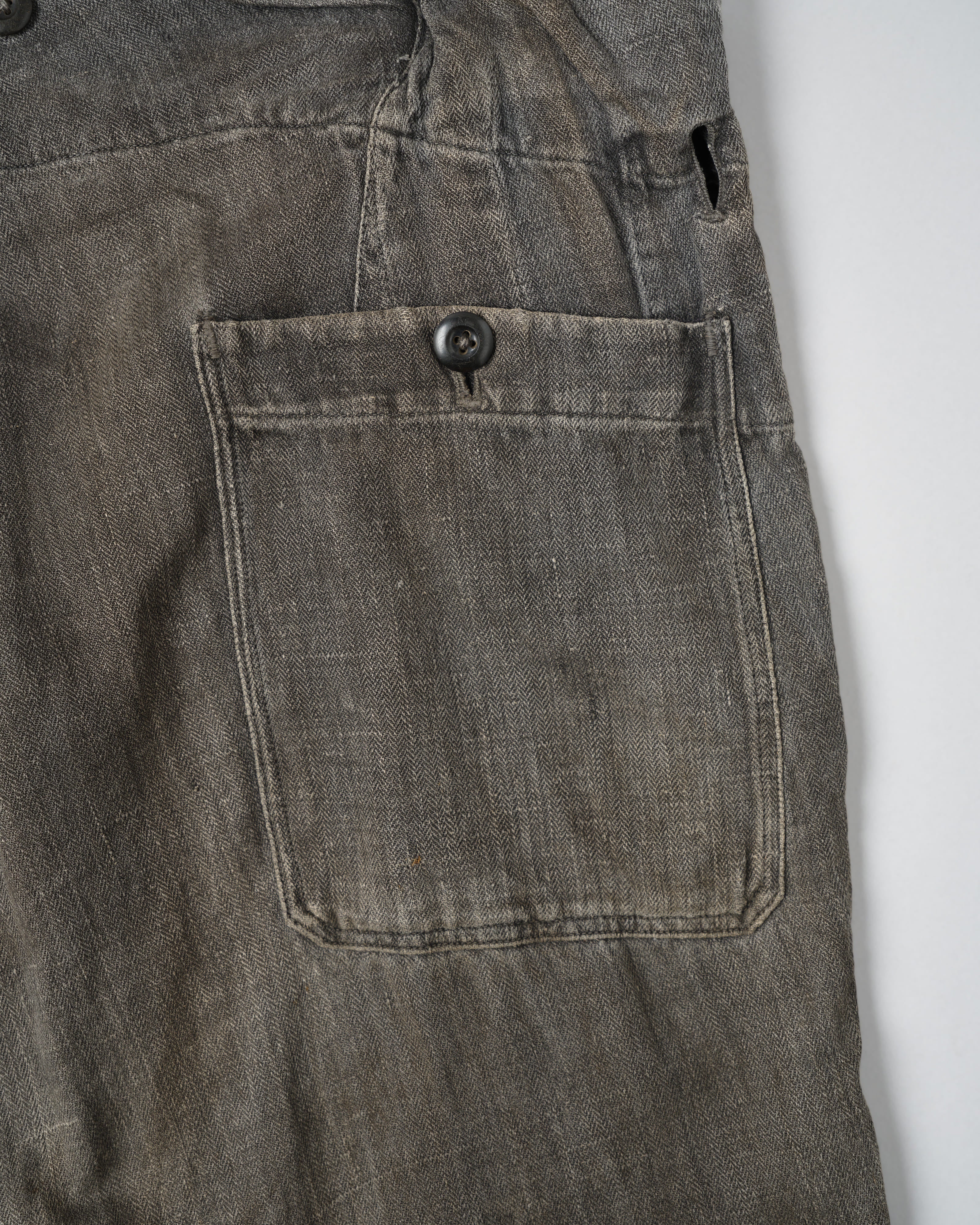 【~30's】German Air Force Gray Drillich HBT Linen Work Trousers "Unusual Color" "Luftwaffe"