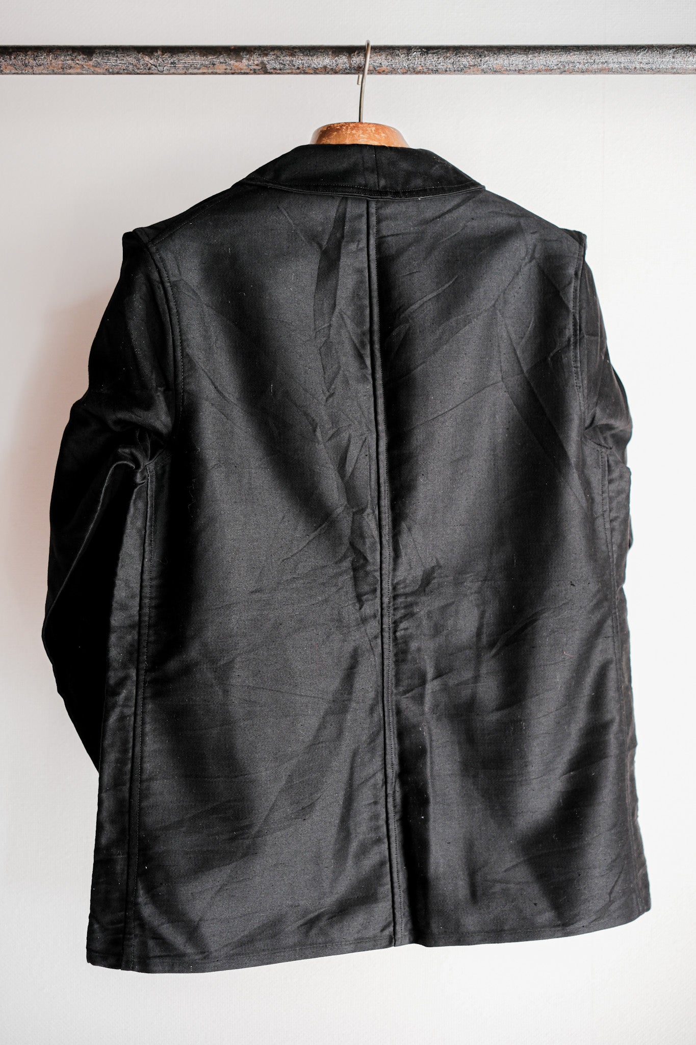 【~30's】French Vintage Black Moleskin Work Jacket "Le Mont St. Michel"
