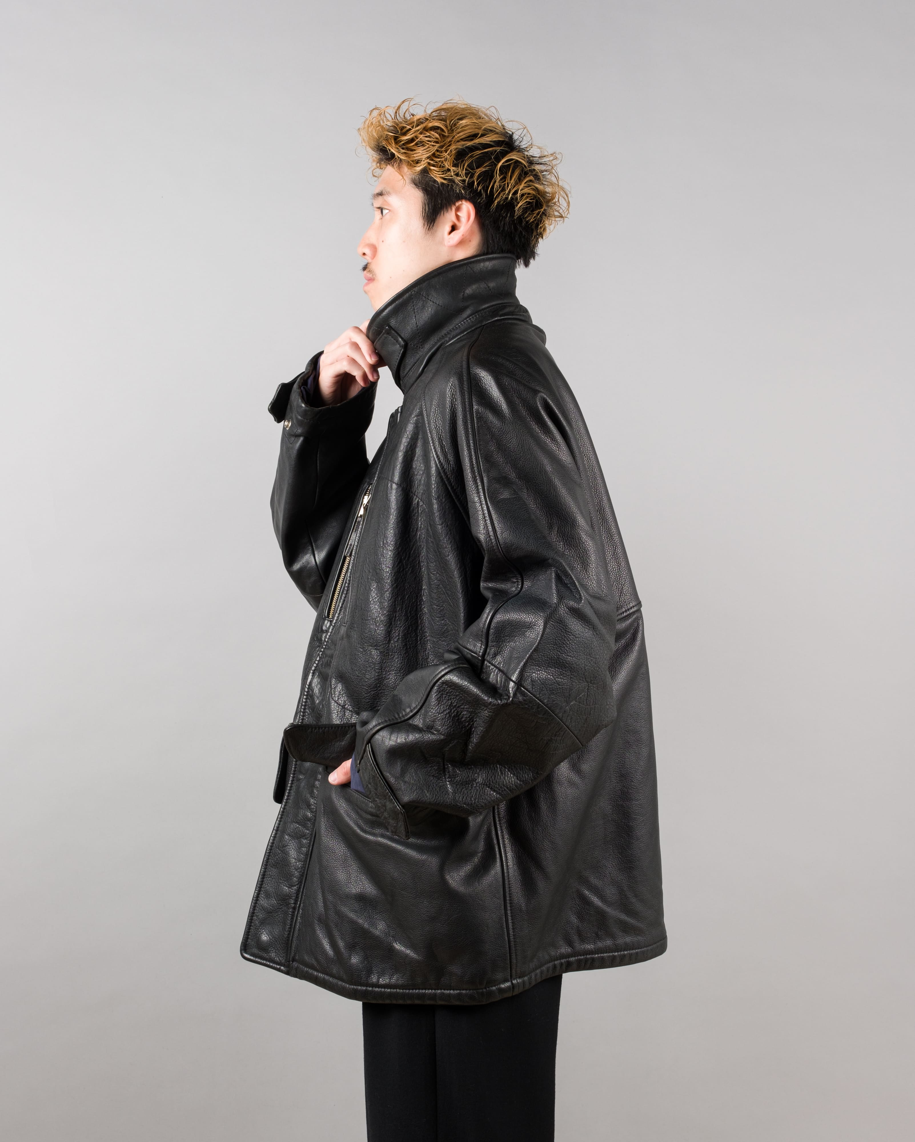 【~90's】Old BONEVILLE Raglan Sleeve D-pocket Leather Jacket