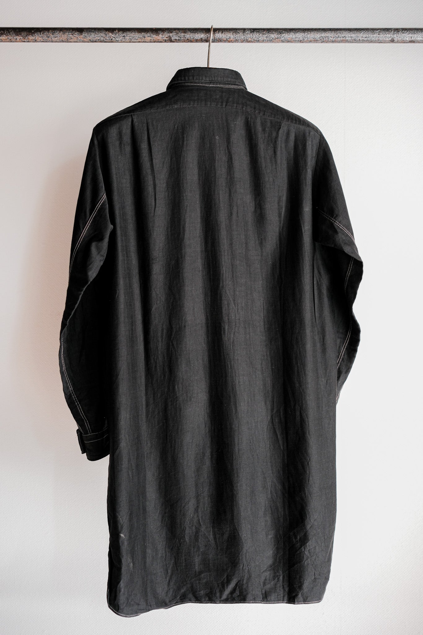 【~30's】French Vintage Black Light Moleskin Grandpa Shirt