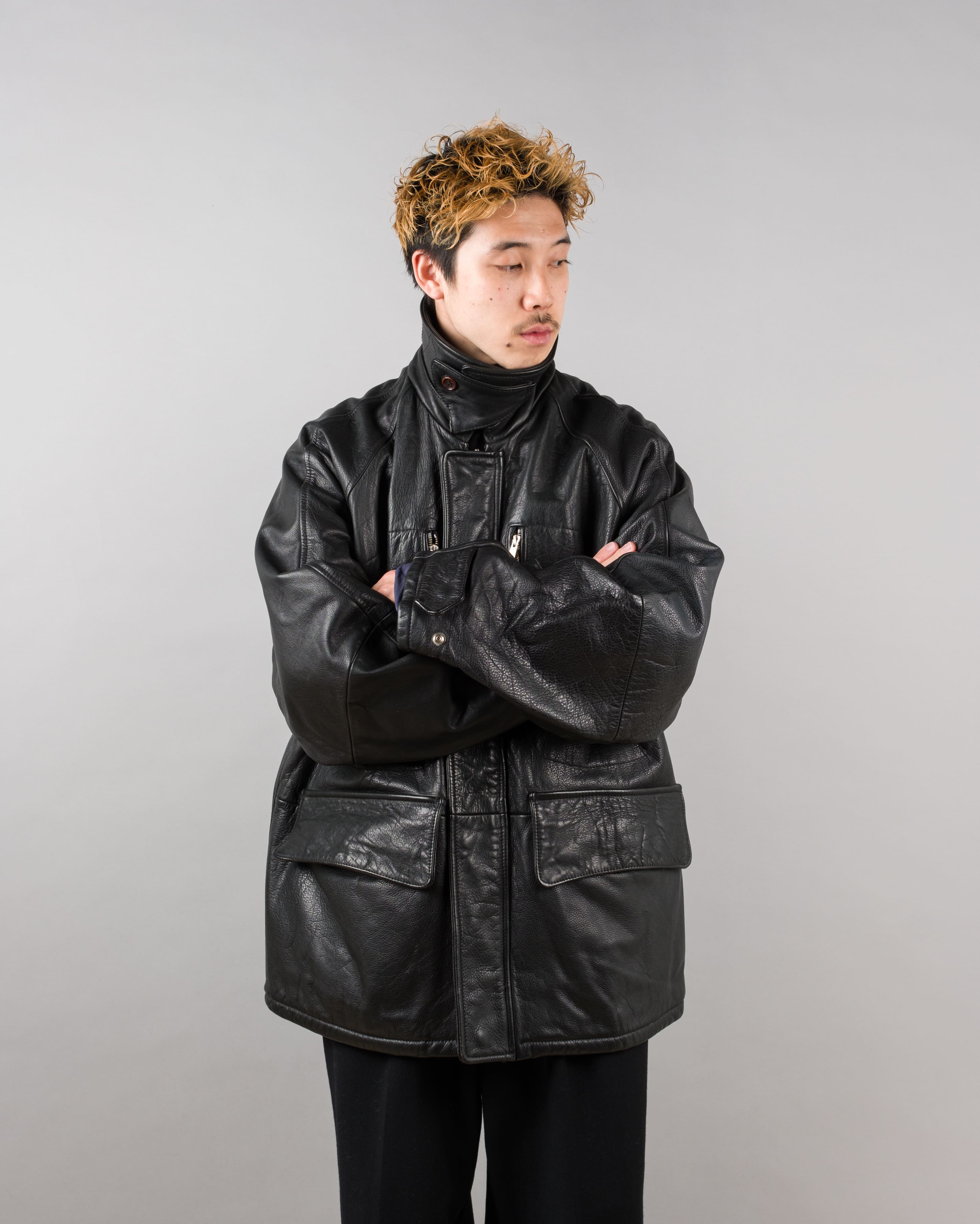 【~90's】Old BONEVILLE Raglan Sleeve D-pocket Leather Jacket