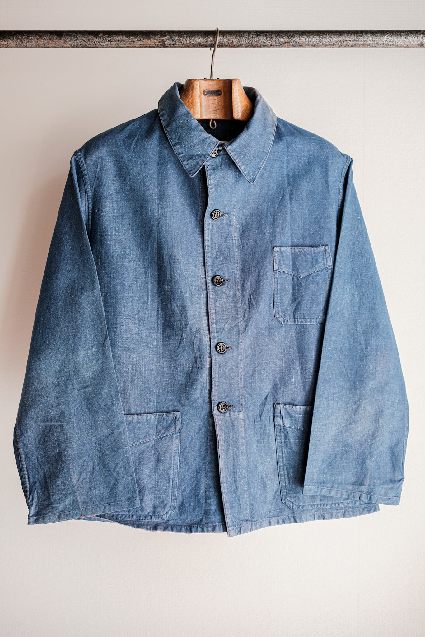 【~40's】French Vintage Indigo Linen Work Jacket