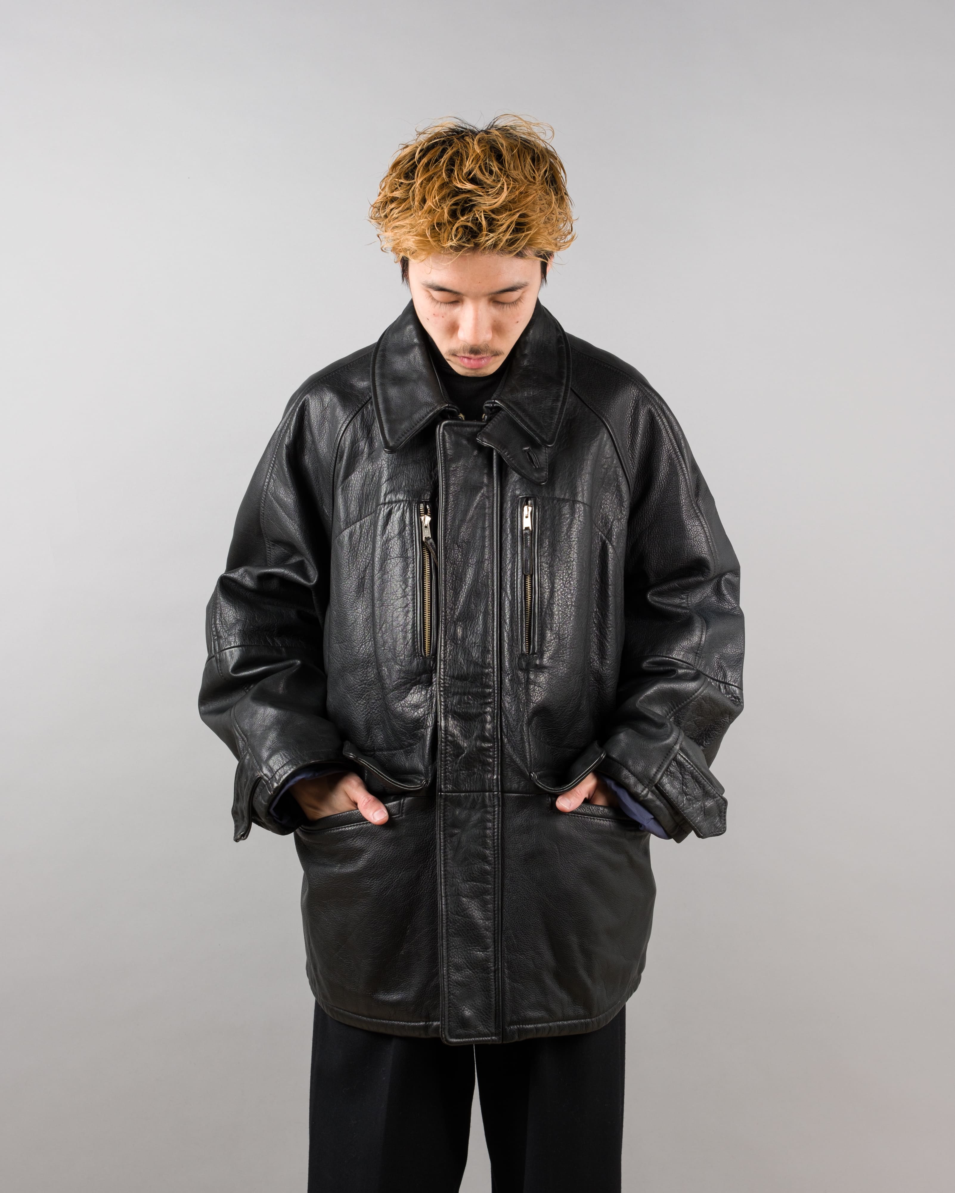 【~90's】Old BONEVILLE Raglan Sleeve D-pocket Leather Jacket