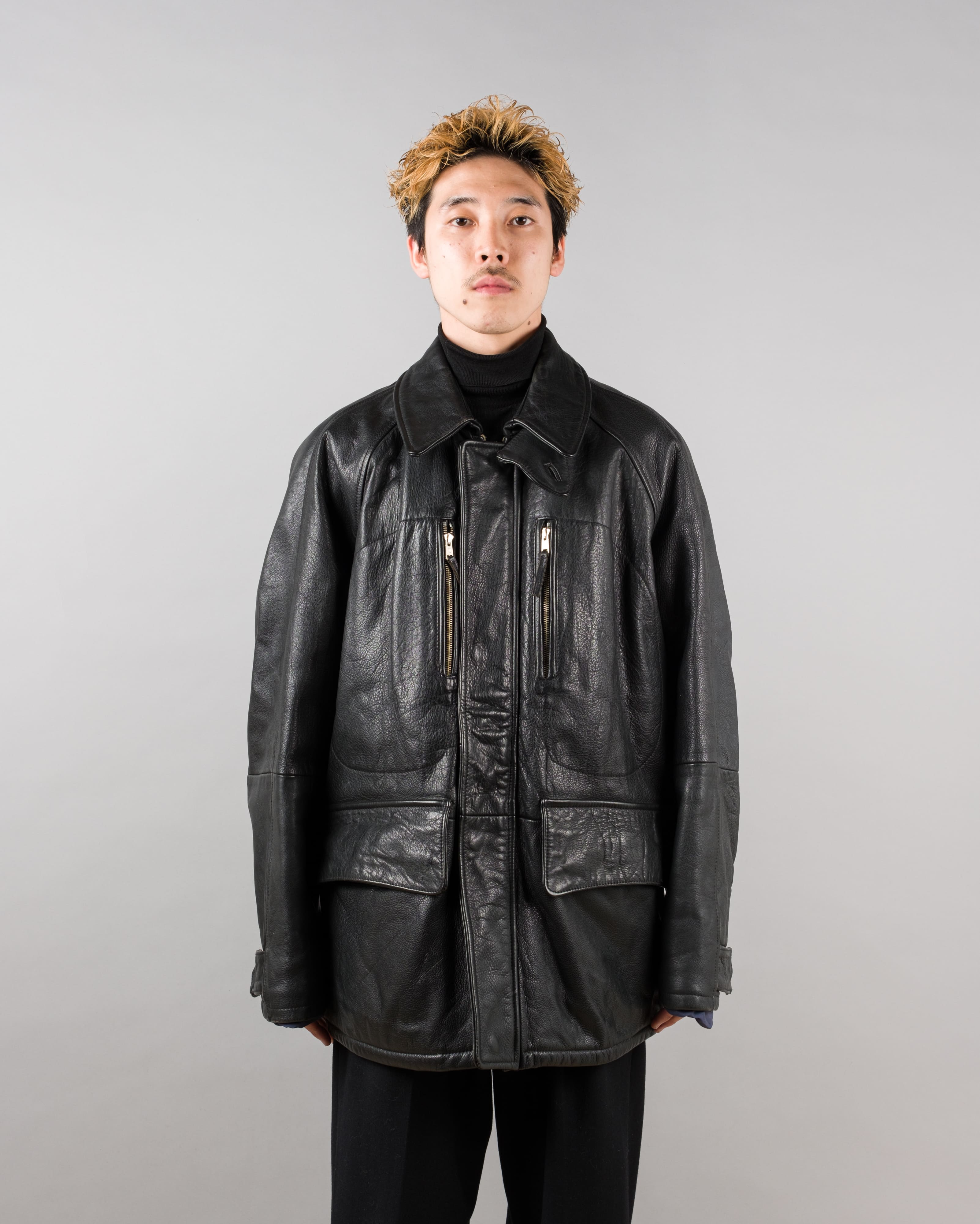 【~90's】Old BONEVILLE Raglan Sleeve D-pocket Leather Jacket