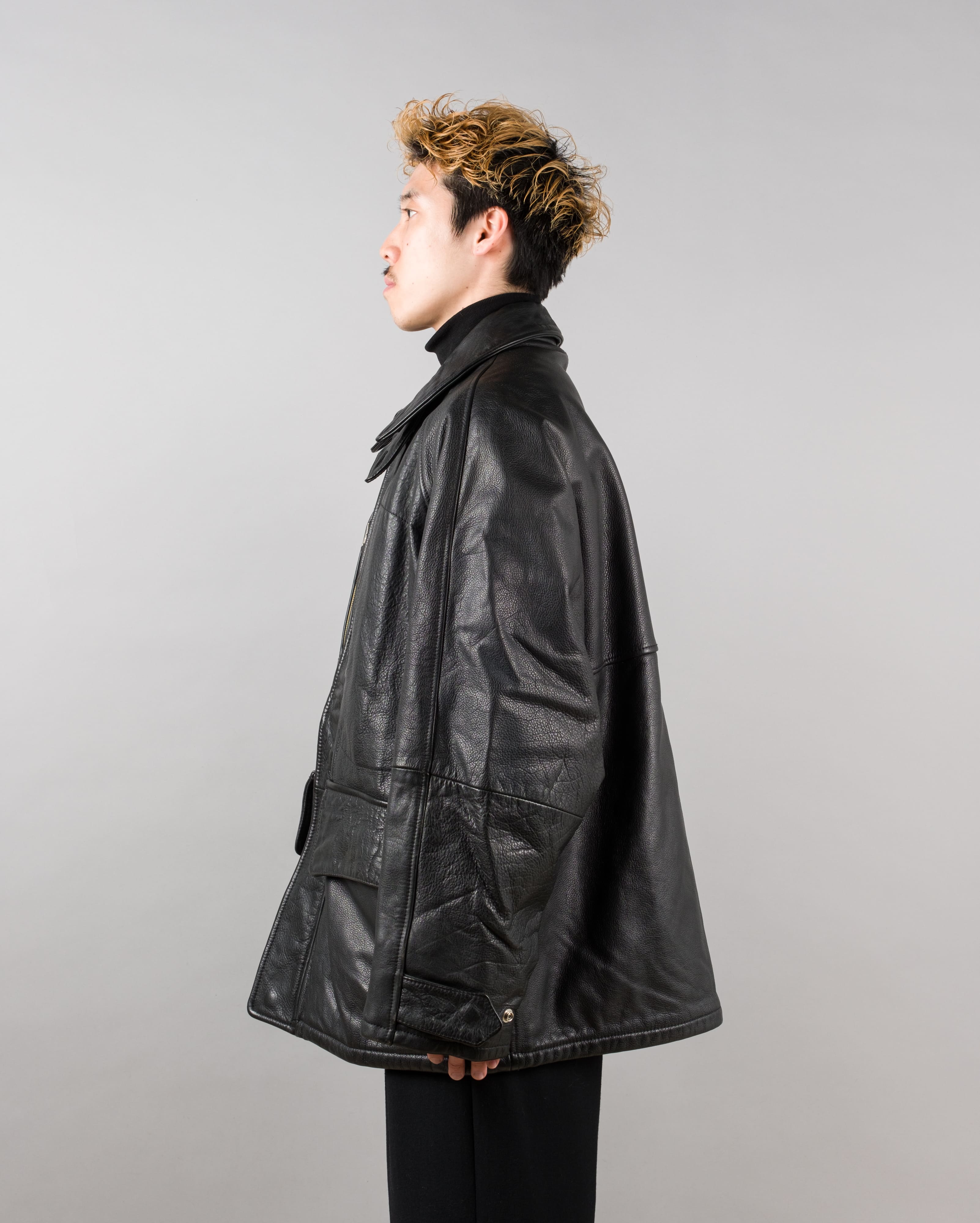 【~90's】Old BONEVILLE Raglan Sleeve D-pocket Leather Jacket