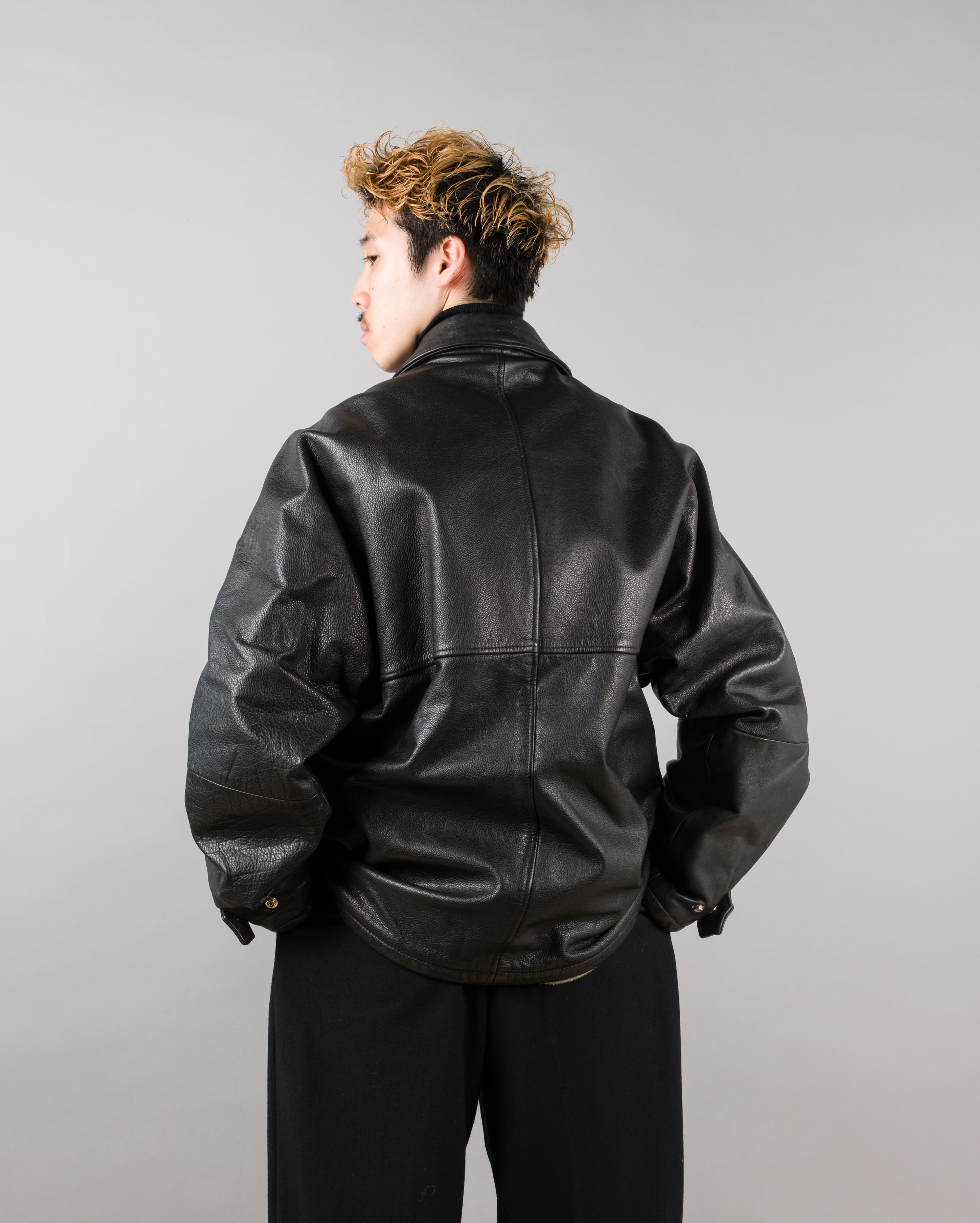 【~90's】Old BONEVILLE Raglan Sleeve D-pocket Leather Jacket