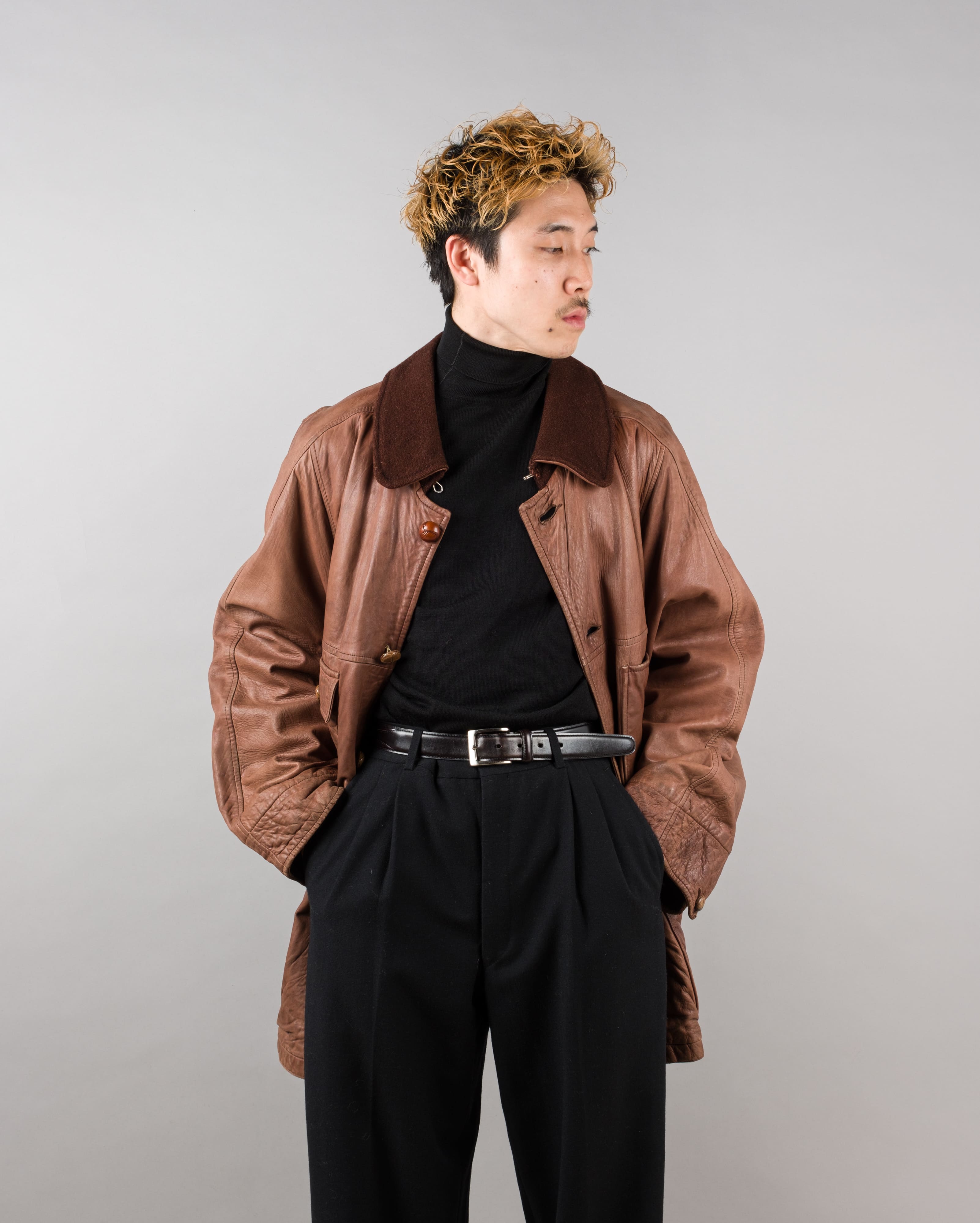 【87AW】Old C.P.Company Brown Leather 4 Pockets Jacket Size.48