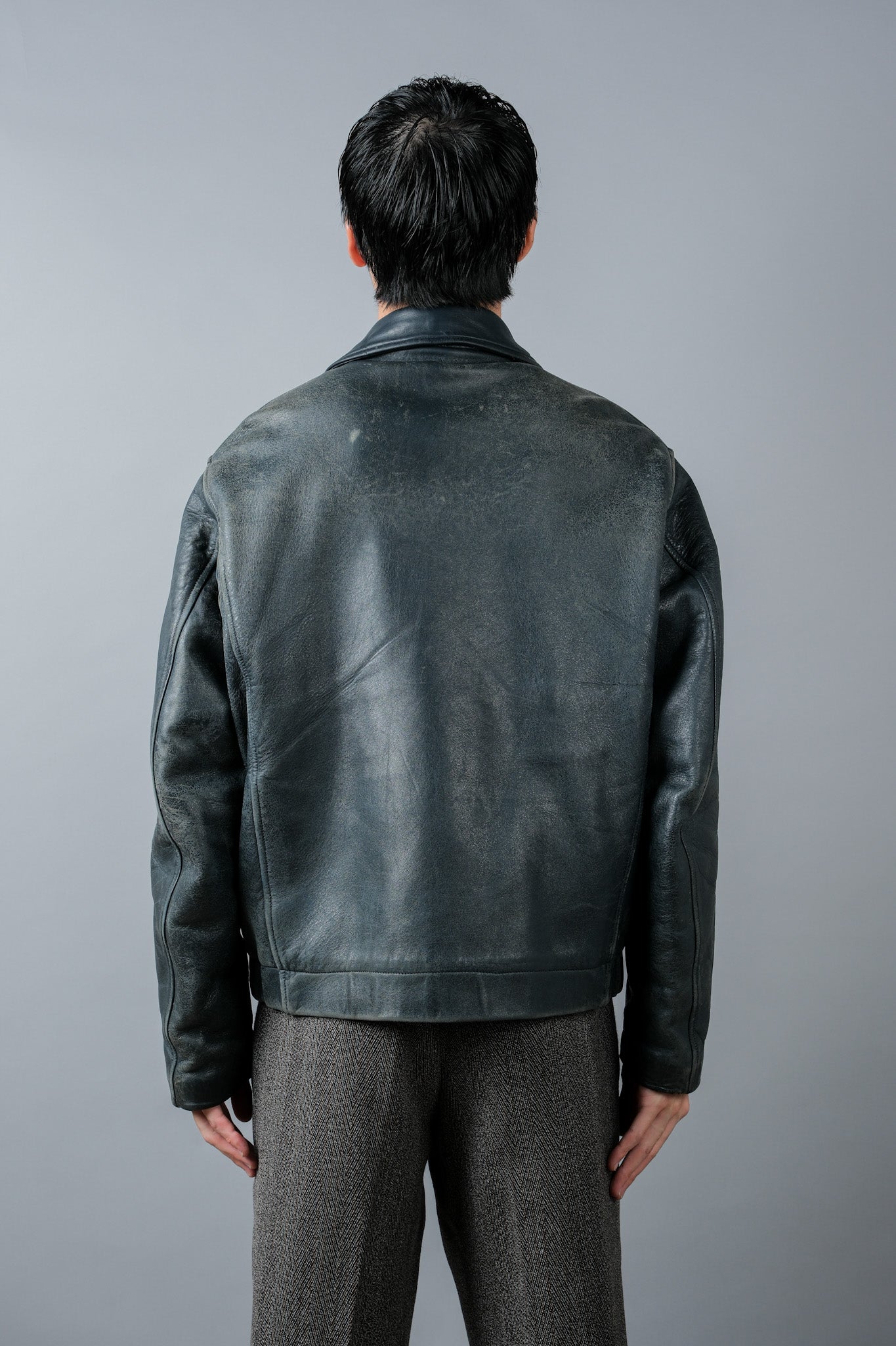 【~70's】French Air Force Pilot Leather Jacket Size.96M