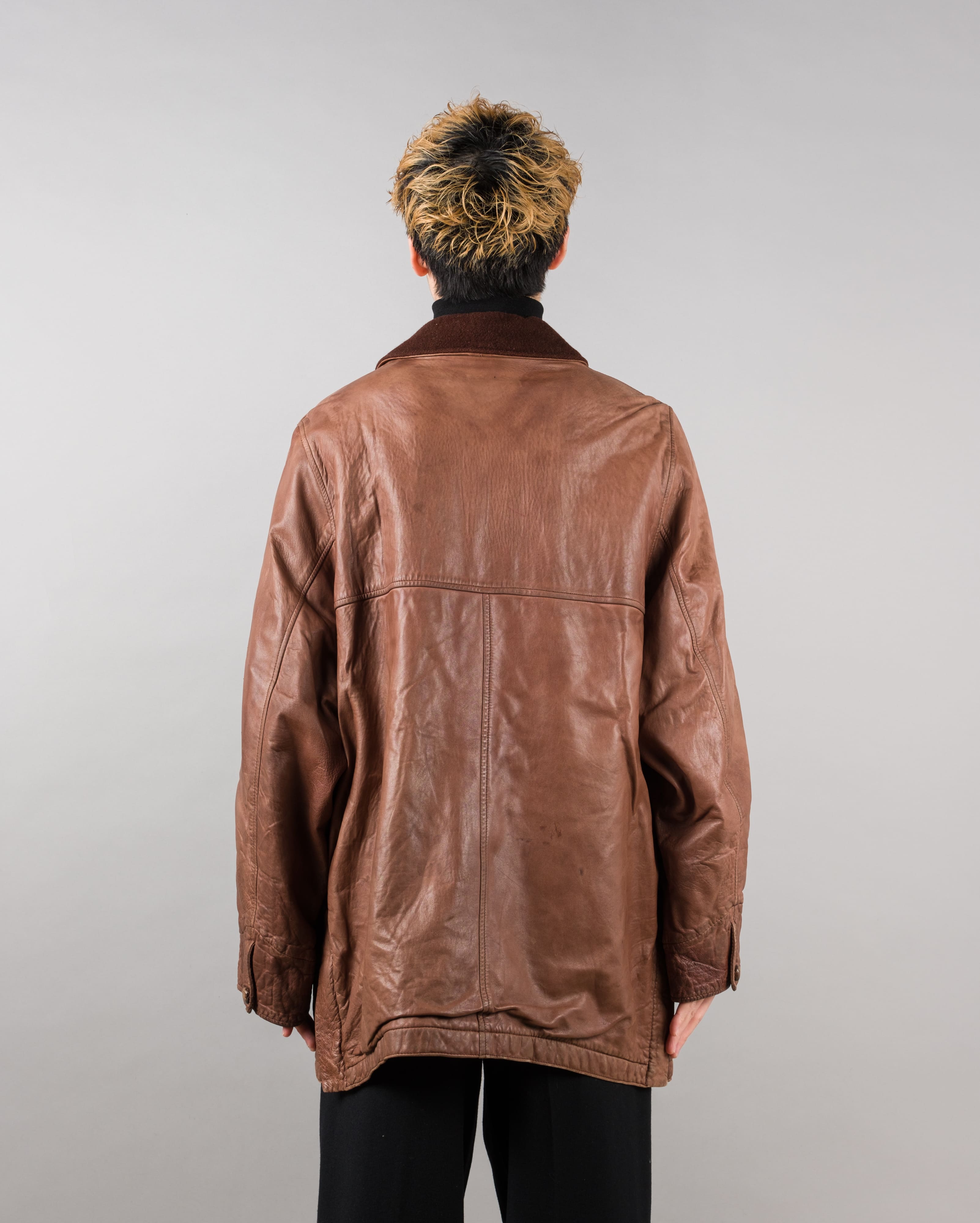 【87AW】Old C.P.Company Brown Leather 4 Pockets Jacket Size.48