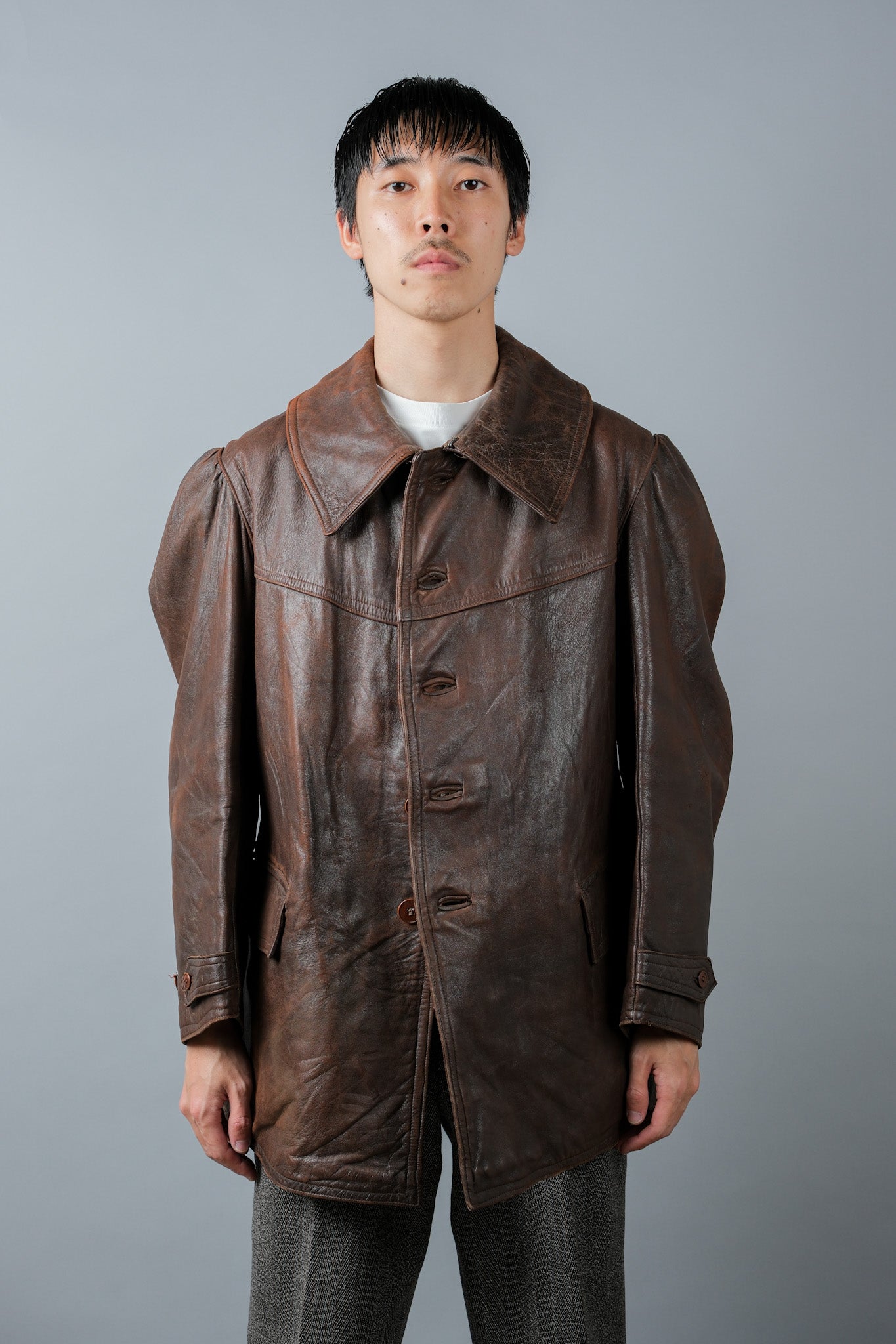 【~40's】WWⅡ French Army M35 Tank Crew Leather Jacket