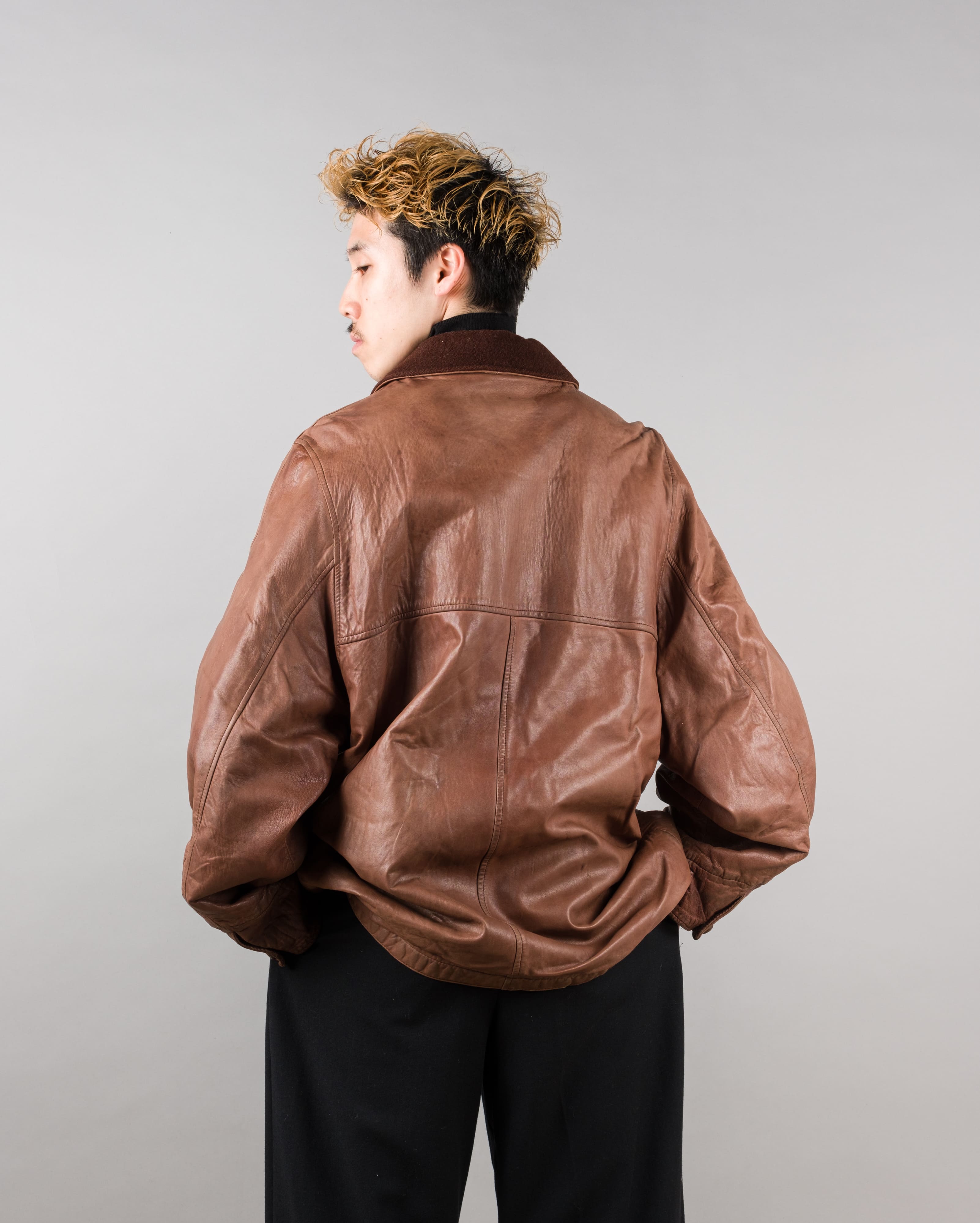 【87AW】Old C.P.Company Brown Leather 4 Pockets Jacket Size.48