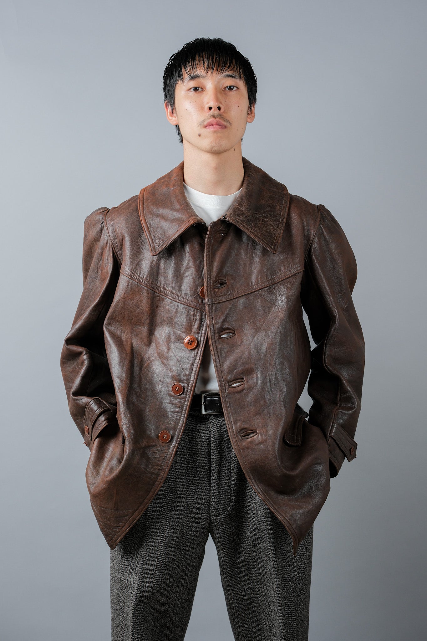 【~40's】WWⅡ French Army M35 Tank Crew Leather Jacket