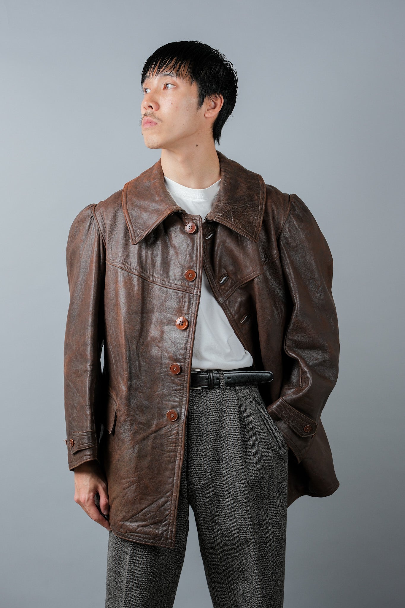 【~40's】WWⅡ French Army M35 Tank Crew Leather Jacket