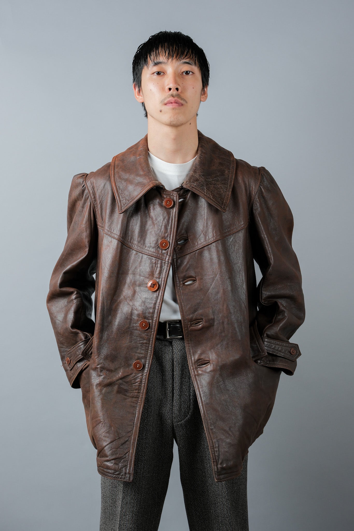 【~40's】WWⅡ French Army M35 Tank Crew Leather Jacket