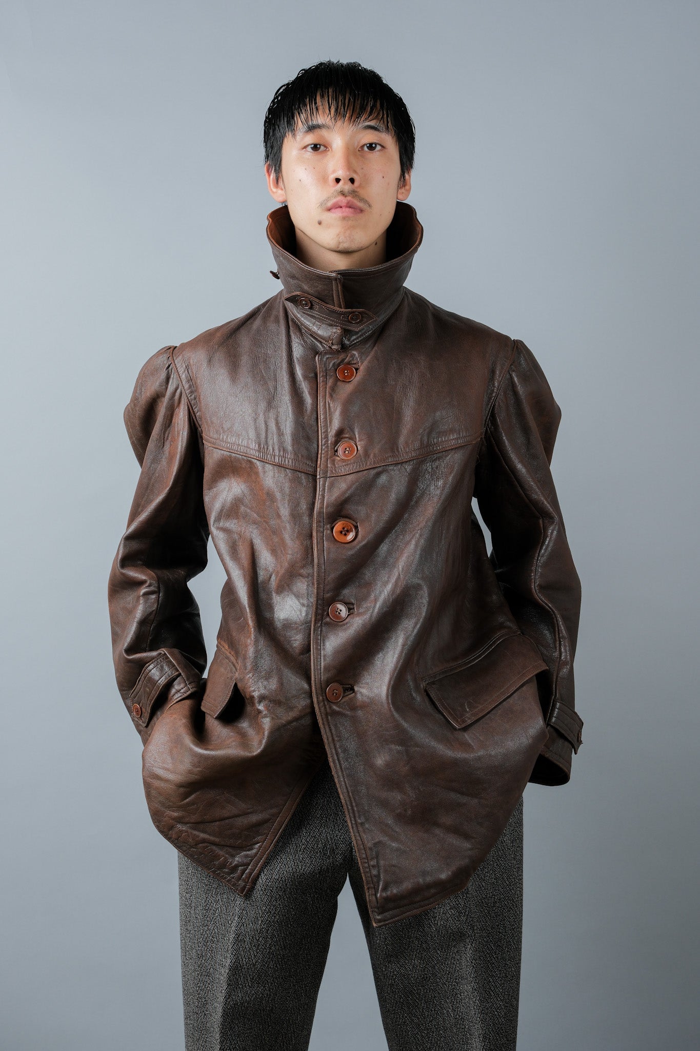 【~40's】WWⅡ French Army M35 Tank Crew Leather Jacket