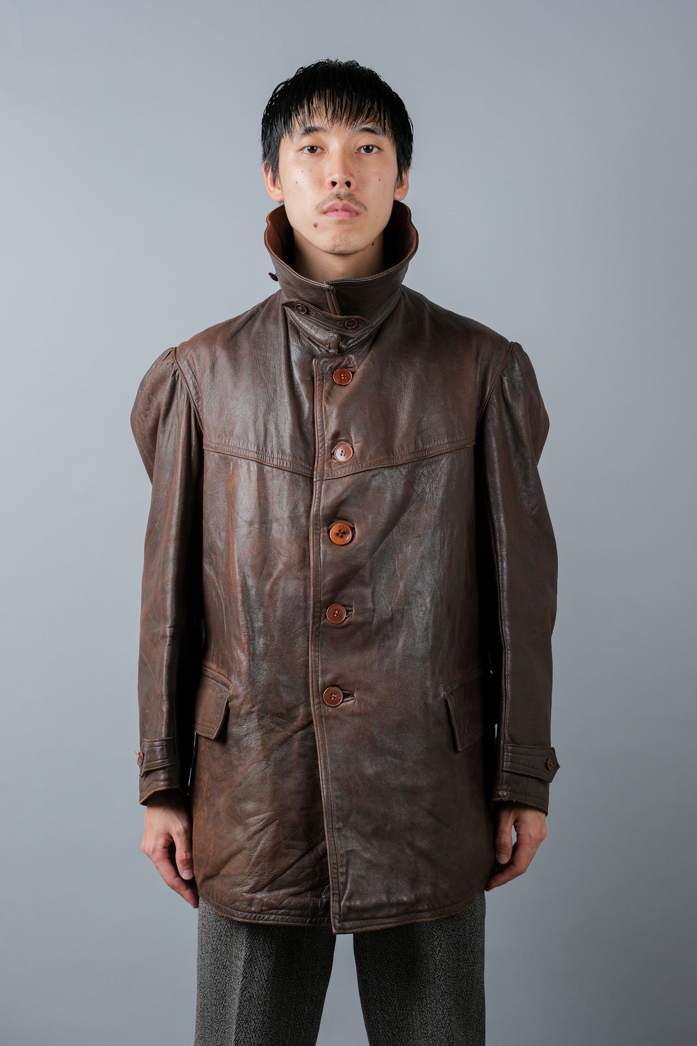 【~40's】WWⅡ French Army M35 Tank Crew Leather Jacket