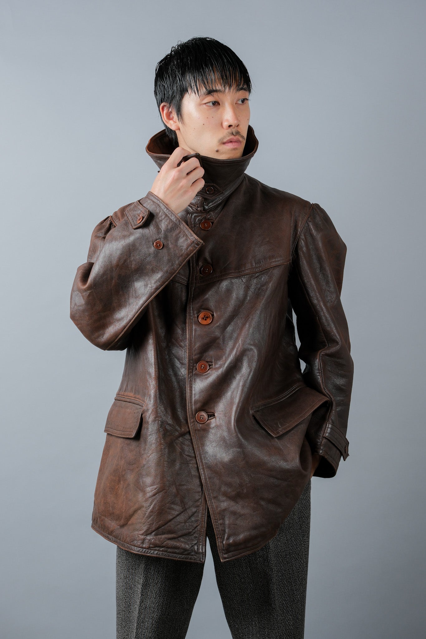 【~40's】WWⅡ French Army M35 Tank Crew Leather Jacket