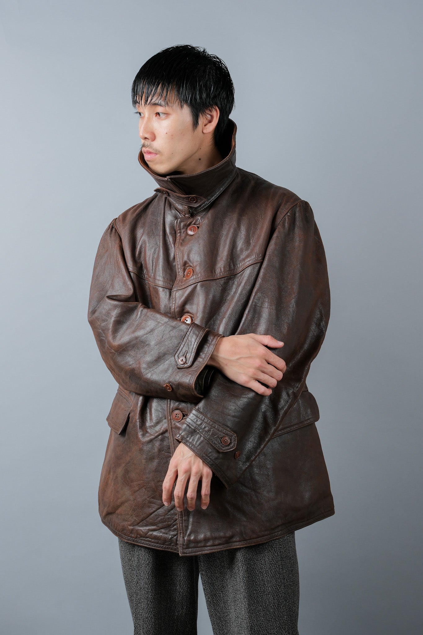 【~40's】WWⅡ French Army M35 Tank Crew Leather Jacket