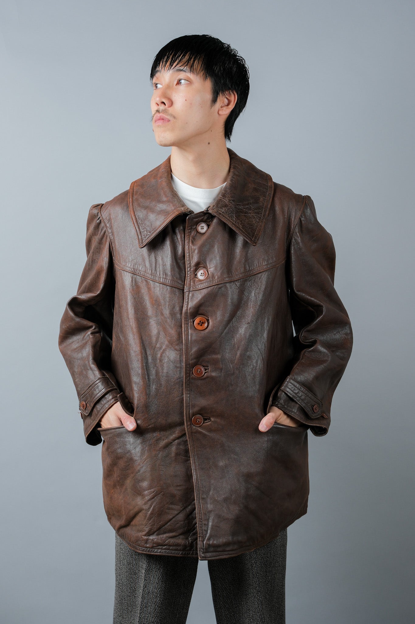 【~40's】WWⅡ French Army M35 Tank Crew Leather Jacket