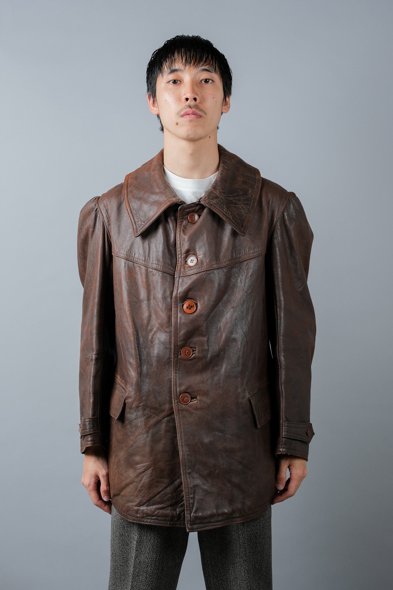 【~40's】WWⅡ French Army M35 Tank Crew Leather Jacket