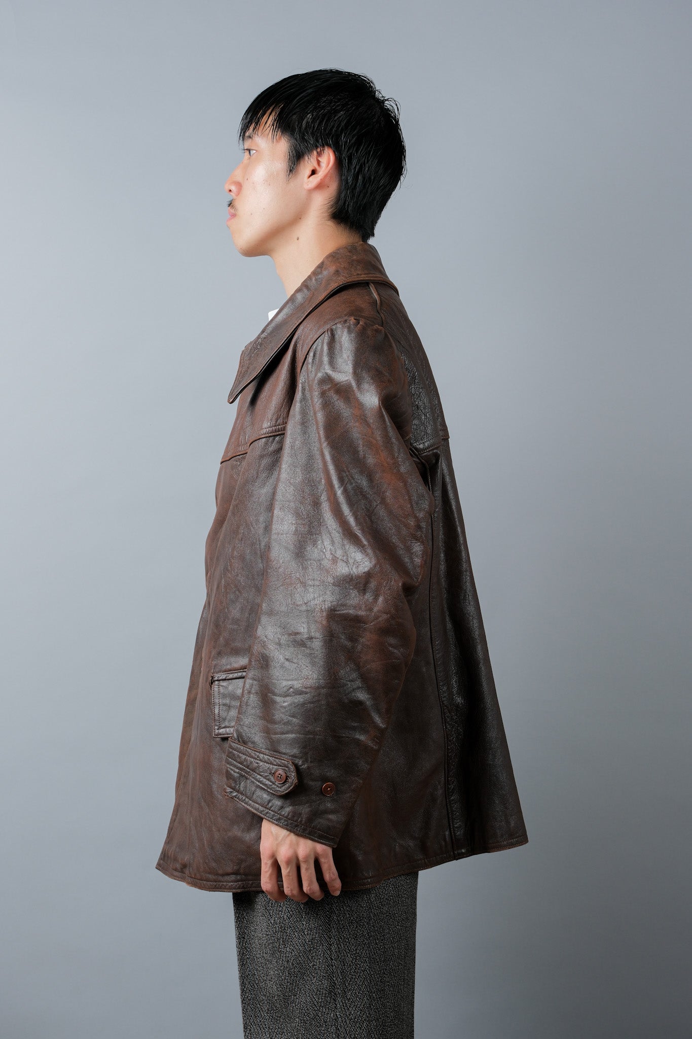 【~40's】WWⅡ French Army M35 Tank Crew Leather Jacket