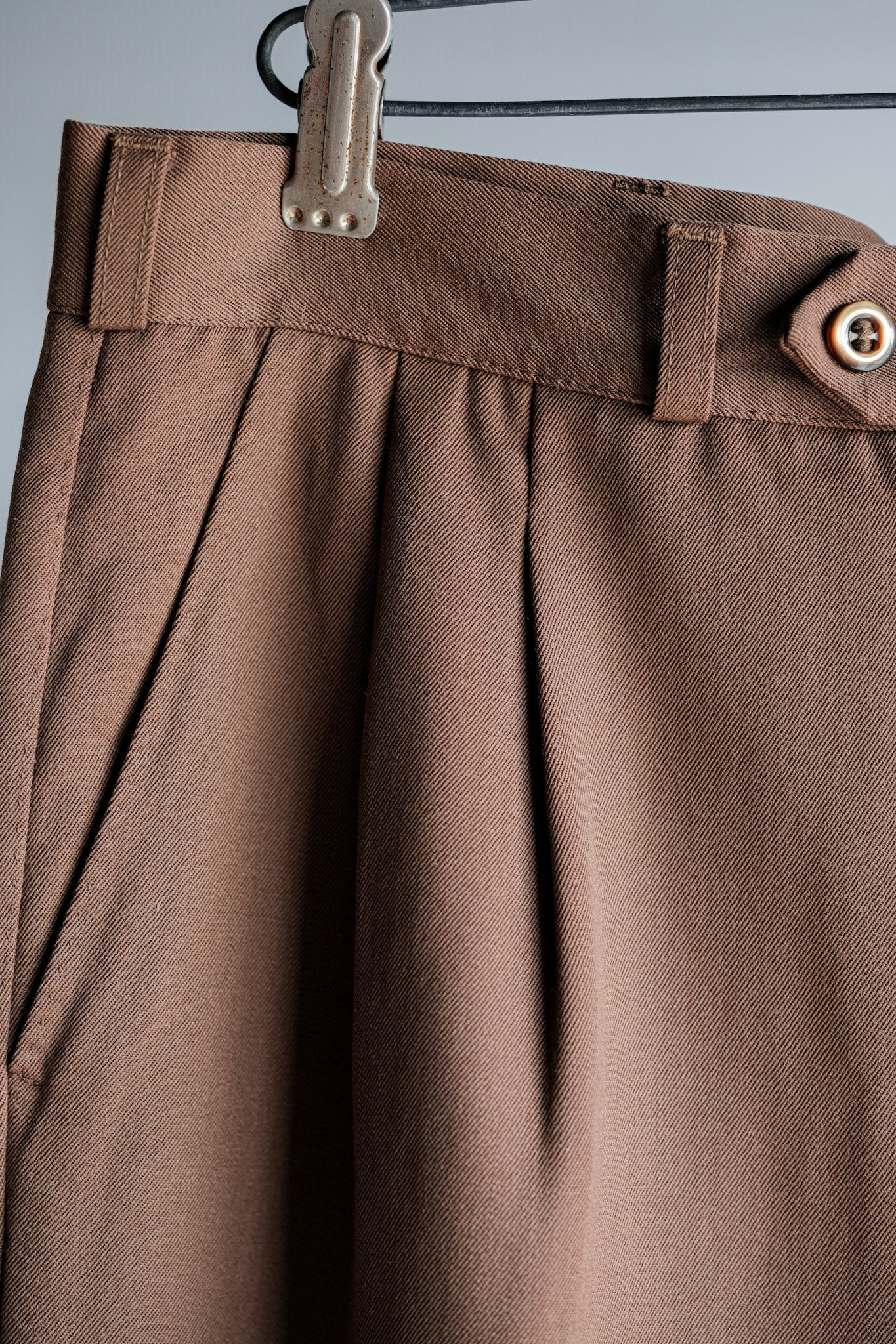 【~80's】American Vintage 2 Tuck Wool Gabardine Trousers Size.46