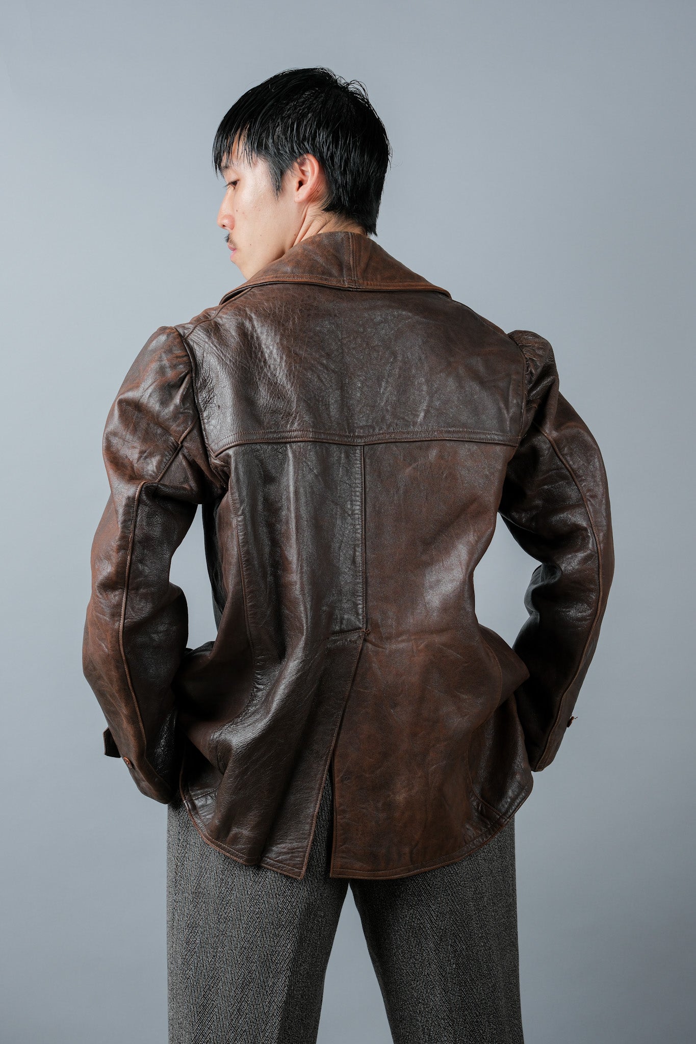 【~40's】WWⅡ French Army M35 Tank Crew Leather Jacket