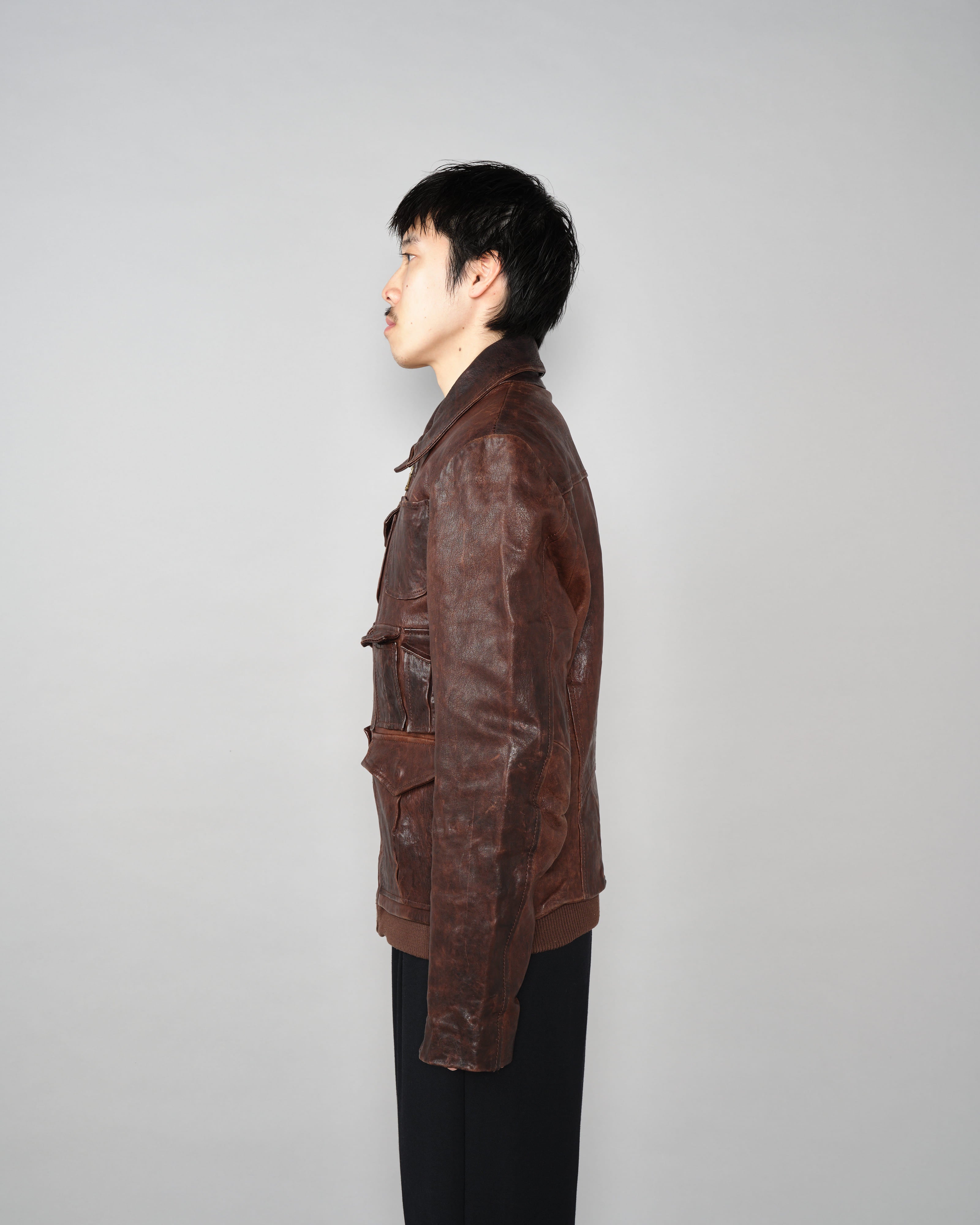 【~00’s】Old DOLCE&GABBANA Multi Pocket Leather Jacket Size.50