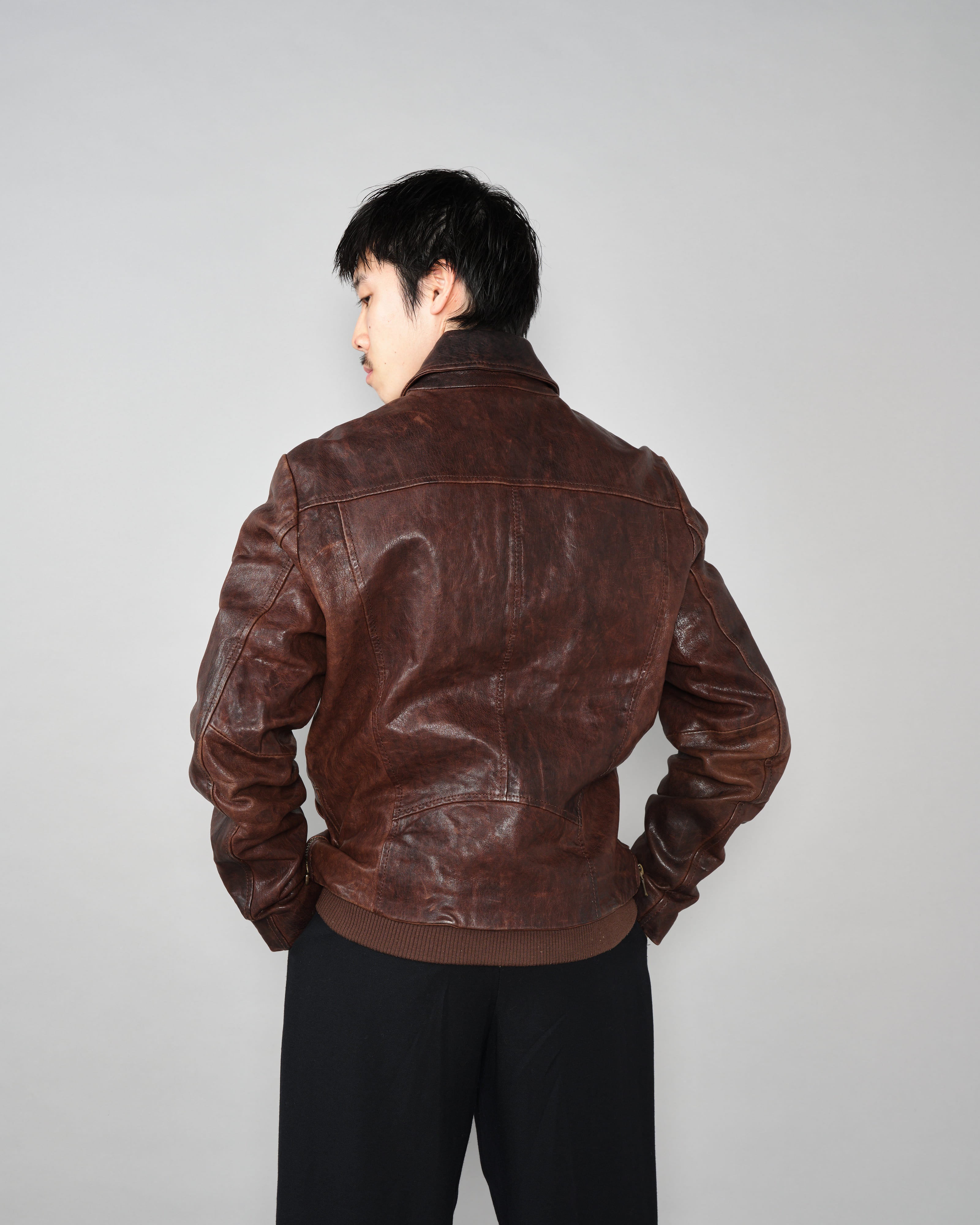 【~00’s】Old DOLCE&GABBANA Multi Pocket Leather Jacket Size.50