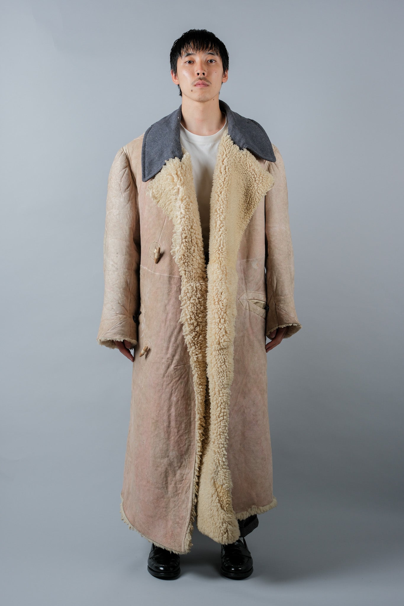 【~40's】WWⅡ German Army Sheepskin Fur Lined Winter Greatcoat "Wehrmacht"
