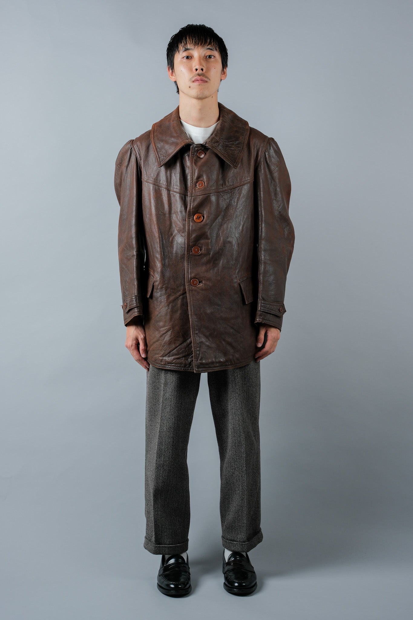 【~40's】WWⅡ French Army M35 Tank Crew Leather Jacket