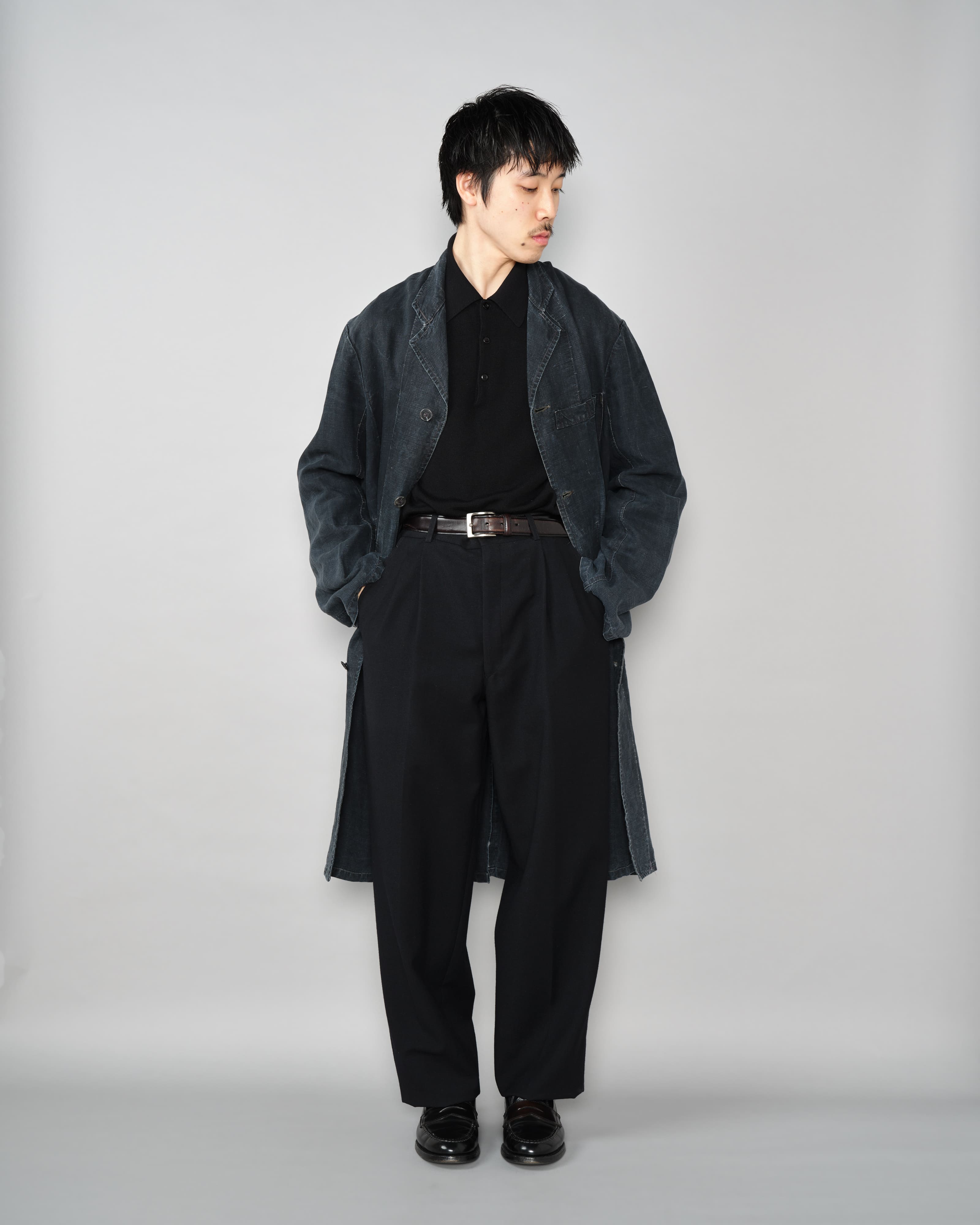 【~40's】French Vintage Indigo Linen Maquignon Coat Size.50 "AU MOLINEL"