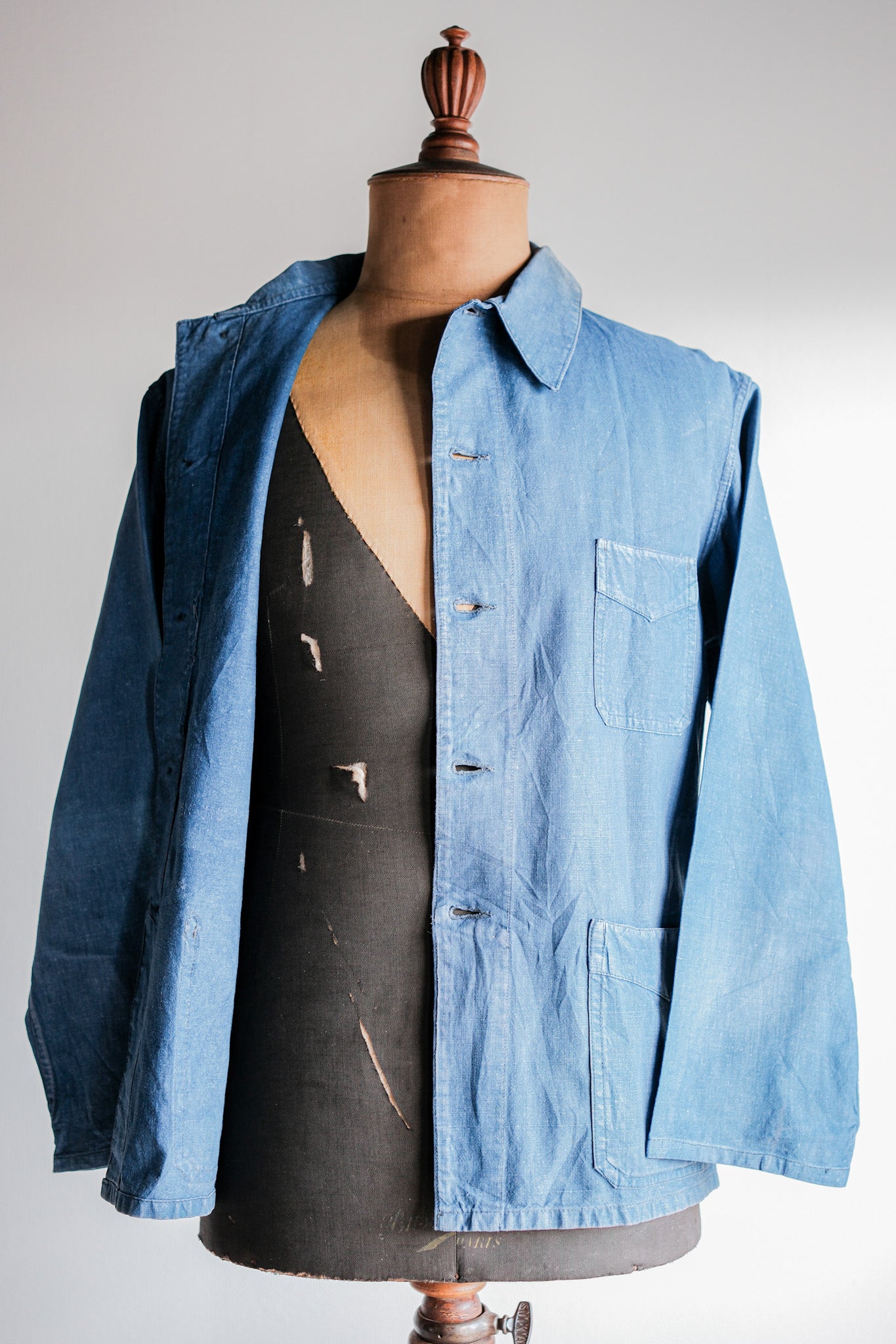 【~40's】French Vintage Indigo Linen Work Jacket