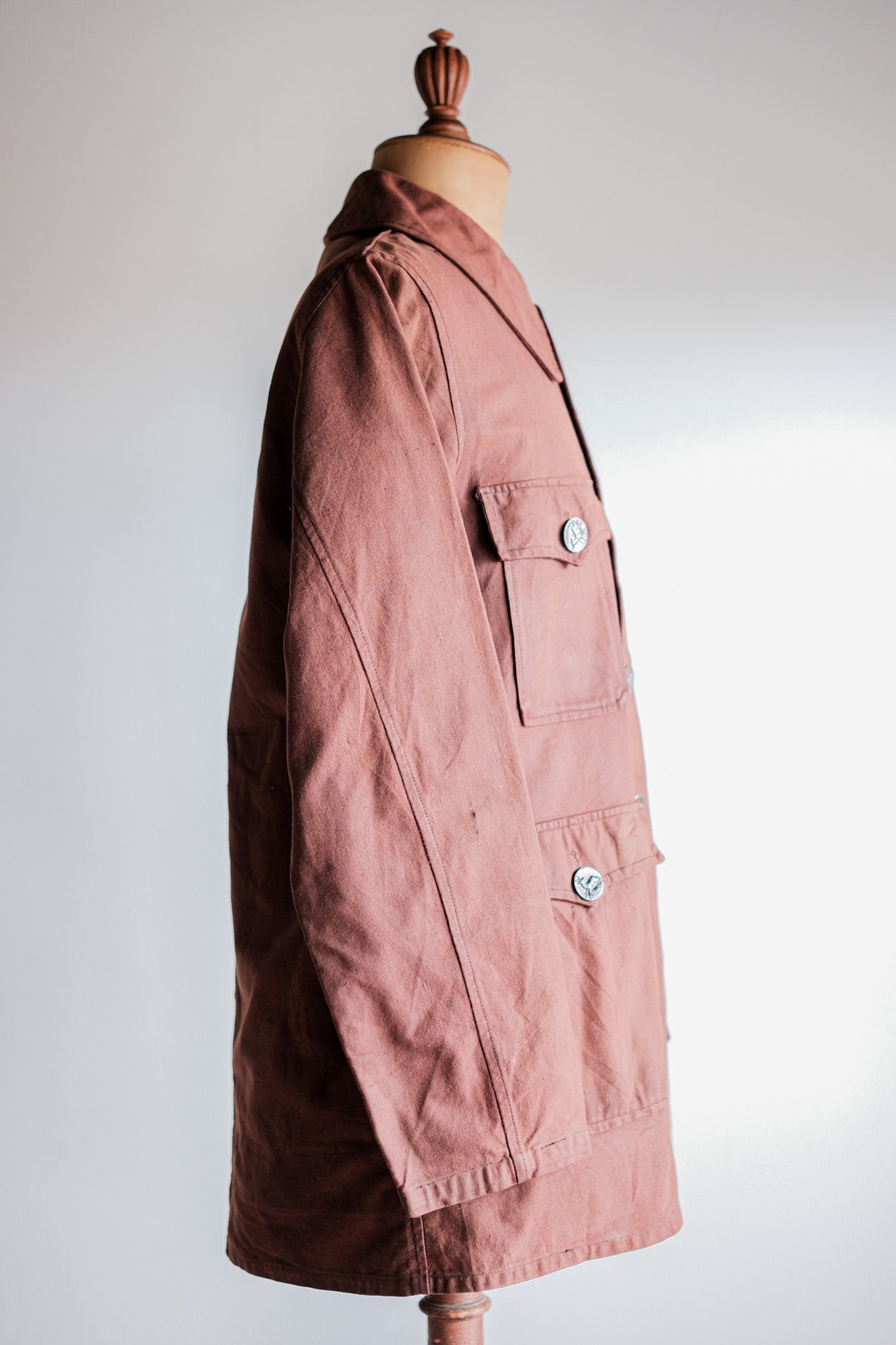 【~20's】French Vintage Reddish Brown Cotton Linen Hunting Jacket