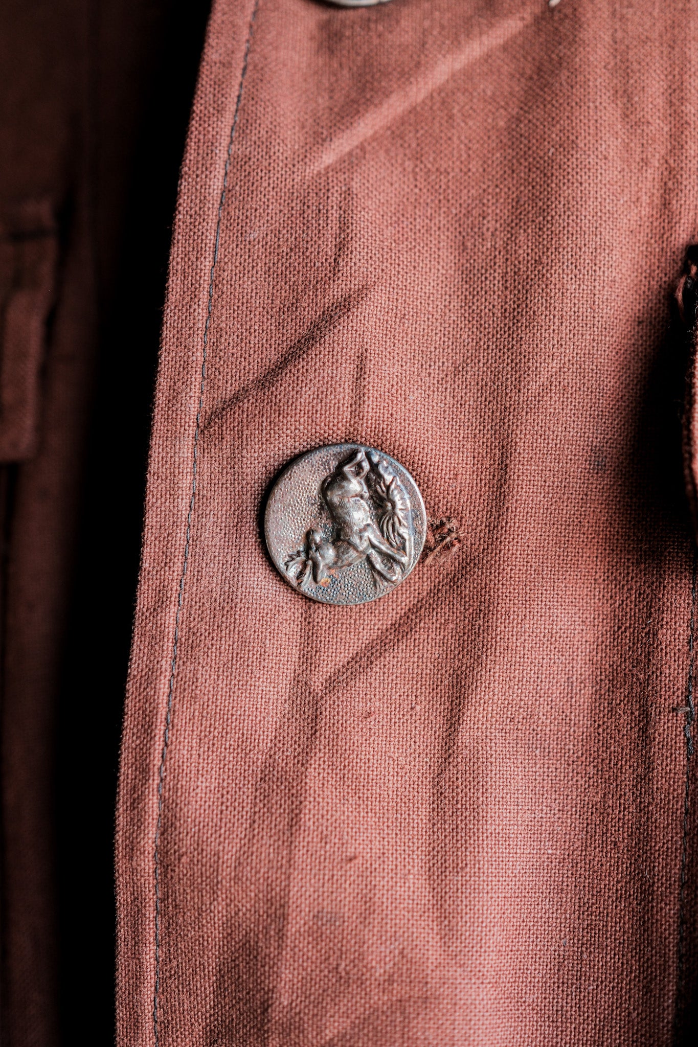 【~20's】French Vintage Reddish Brown Cotton Linen Hunting Jacket