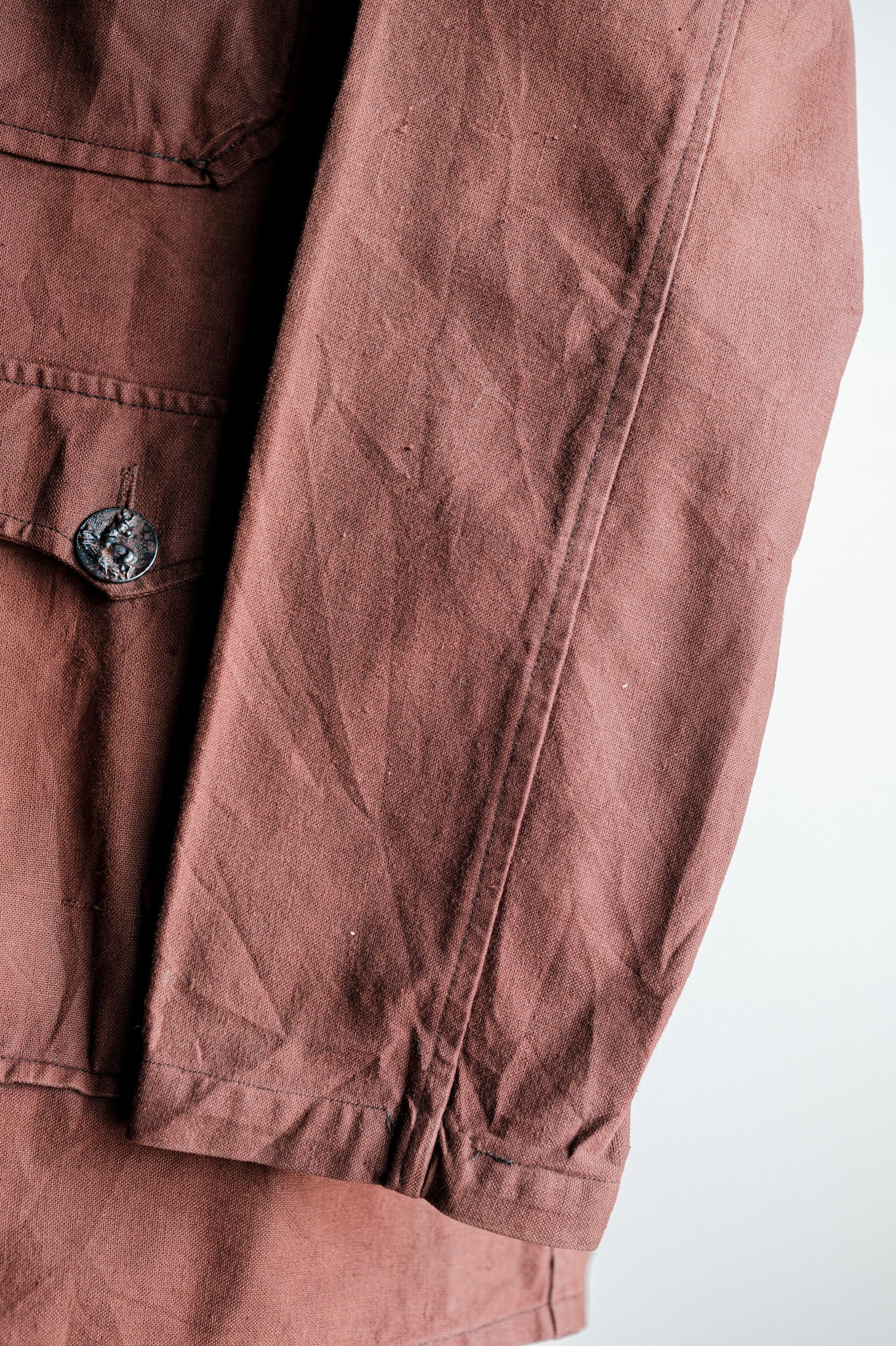 【~20's】French Vintage Reddish Brown Cotton Linen Hunting Jacket