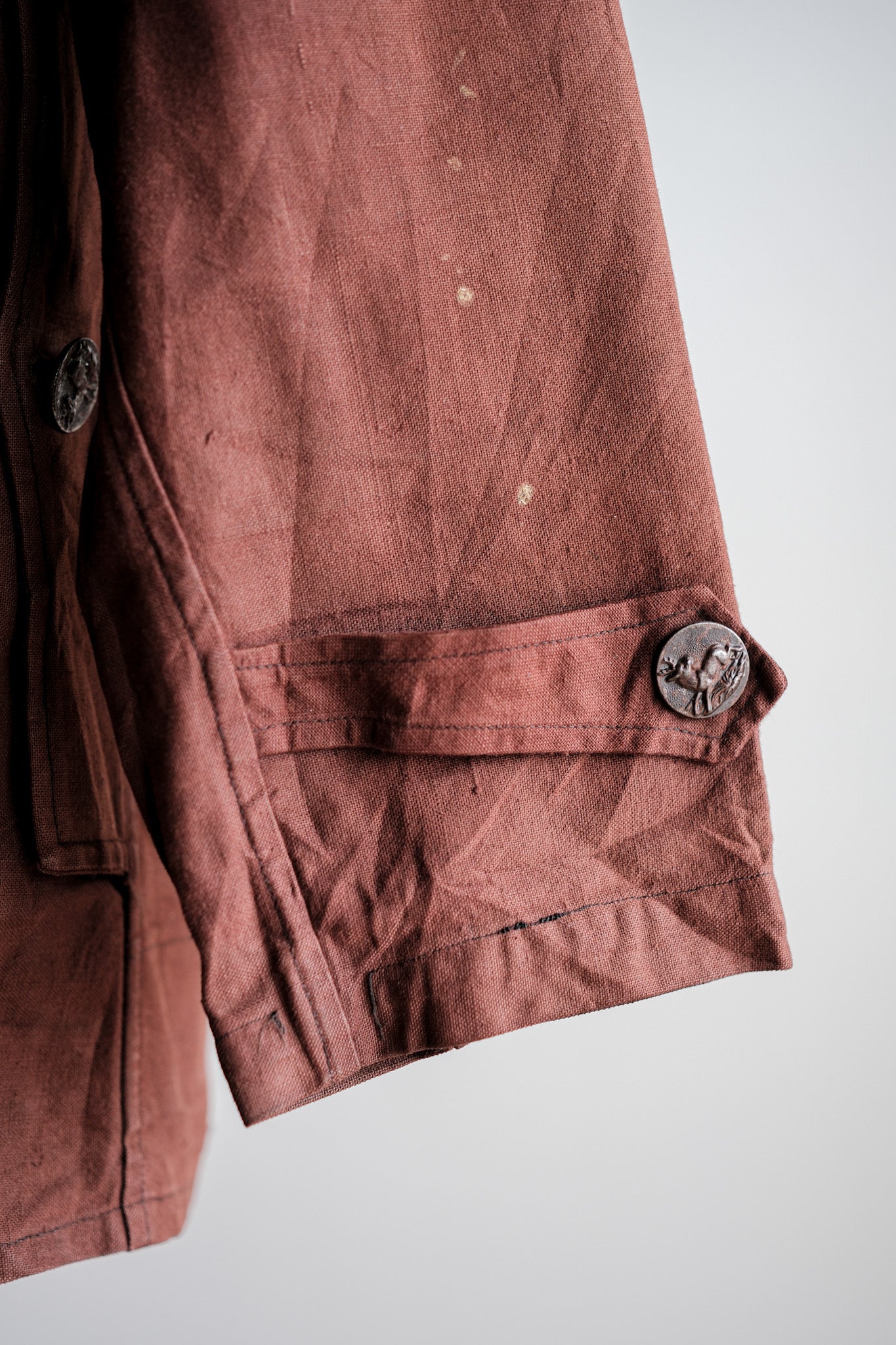 【~20's】French Vintage Reddish Brown Cotton Linen Hunting Jacket