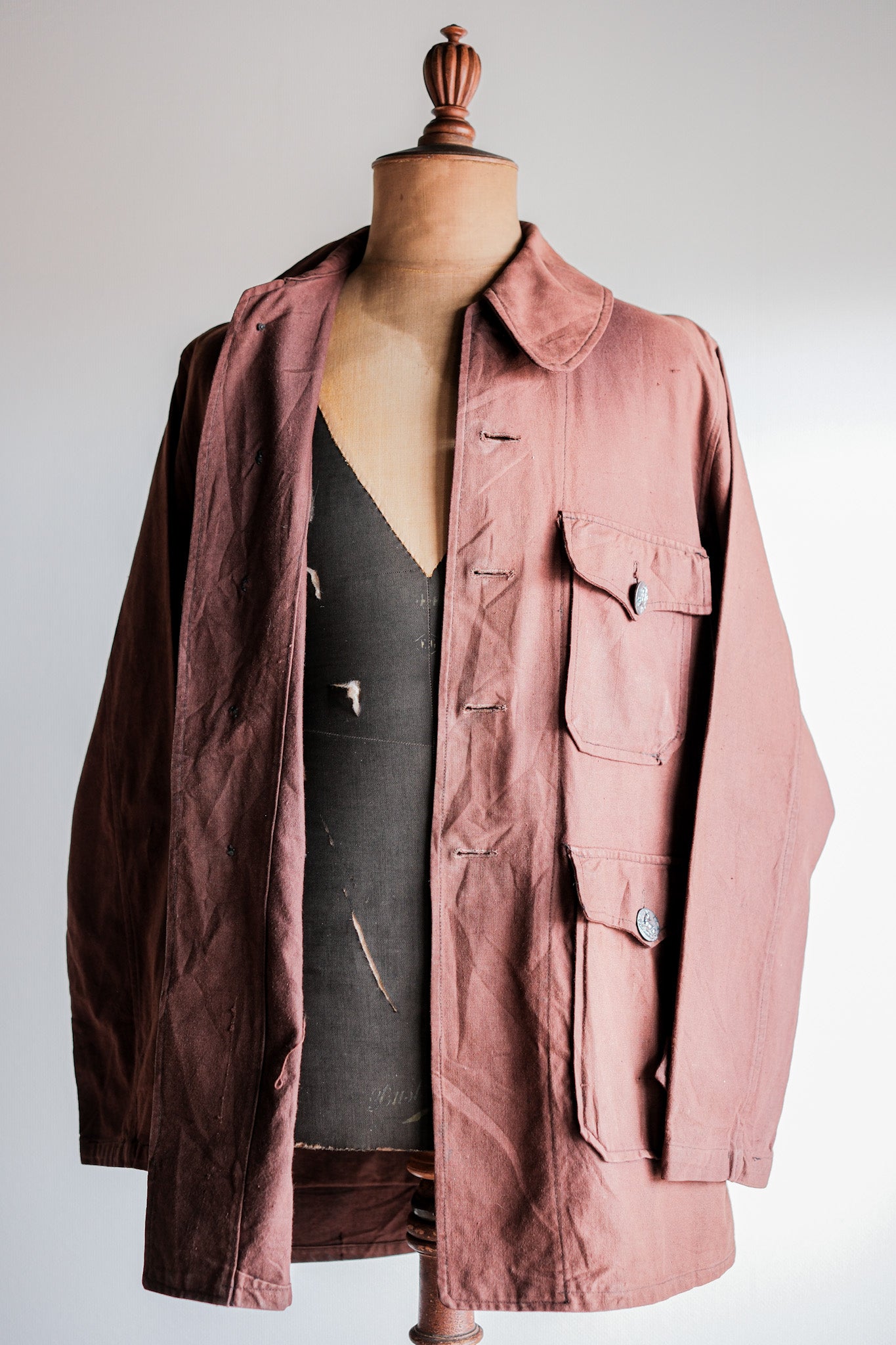 【~20's】French Vintage Reddish Brown Cotton Linen Hunting Jacket