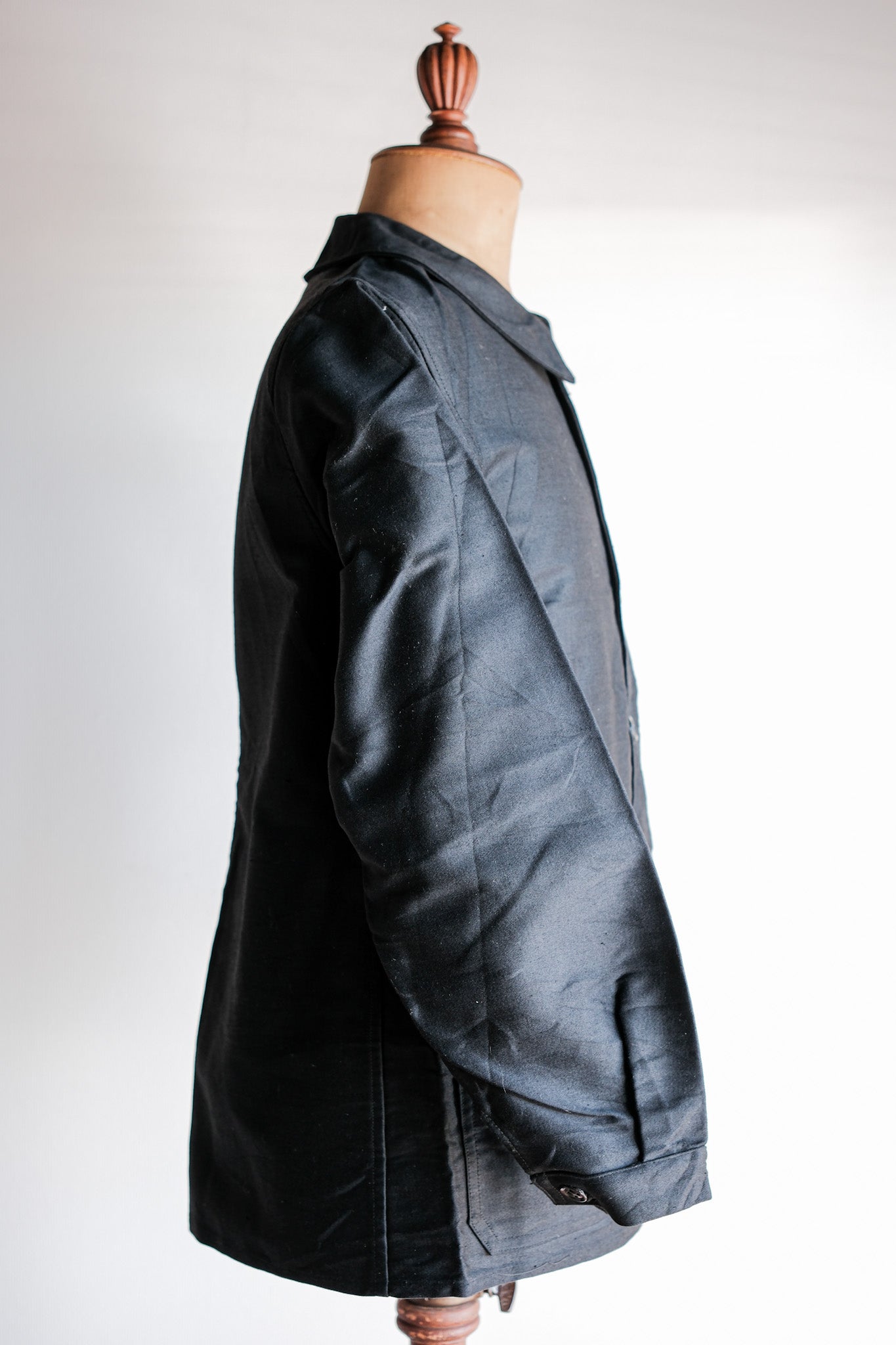 【~30's】French Vintage Black Moleskin Work Jacket "Le Mont St. Michel"