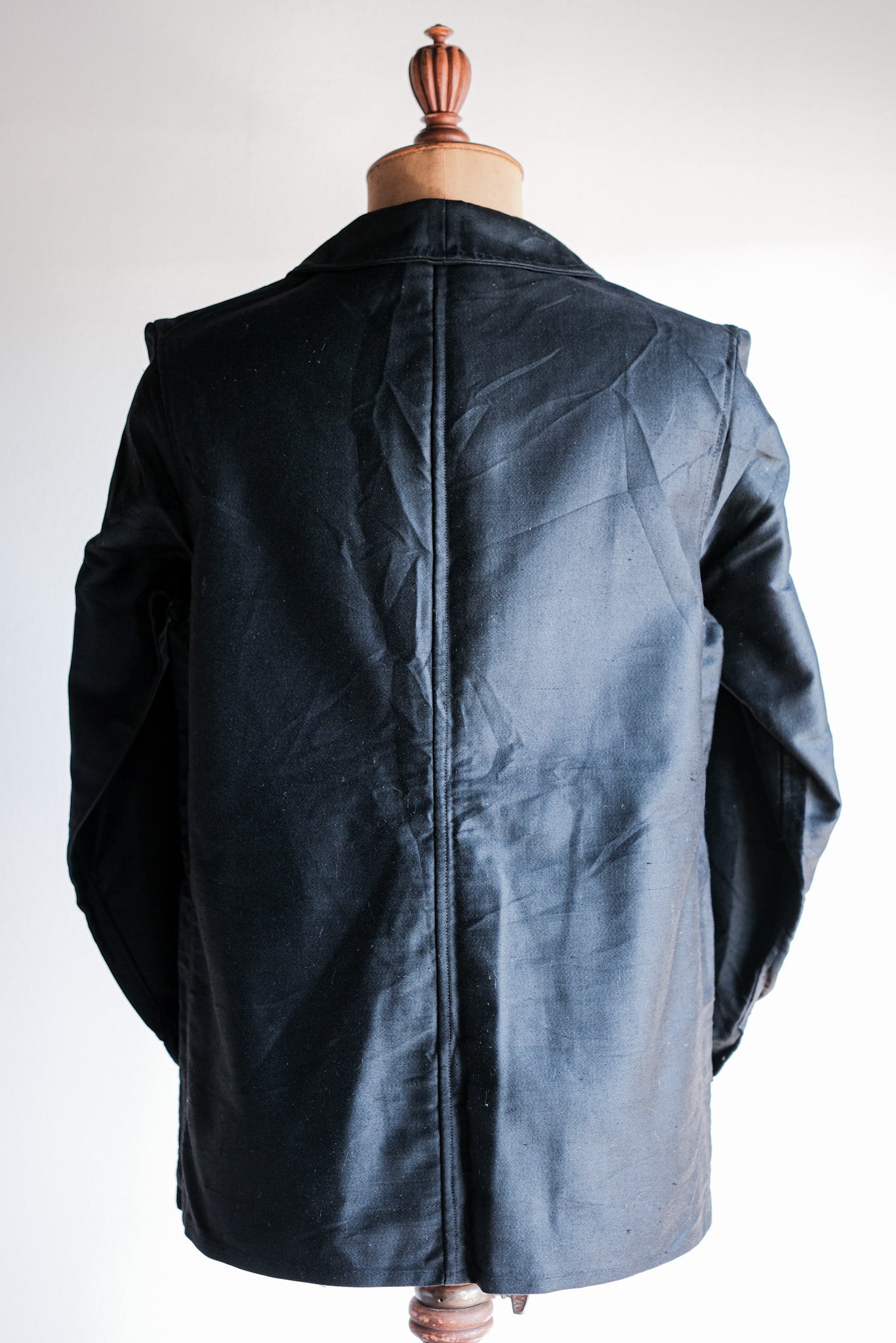 【~30's】French Vintage Black Moleskin Work Jacket "Le Mont St. Michel"