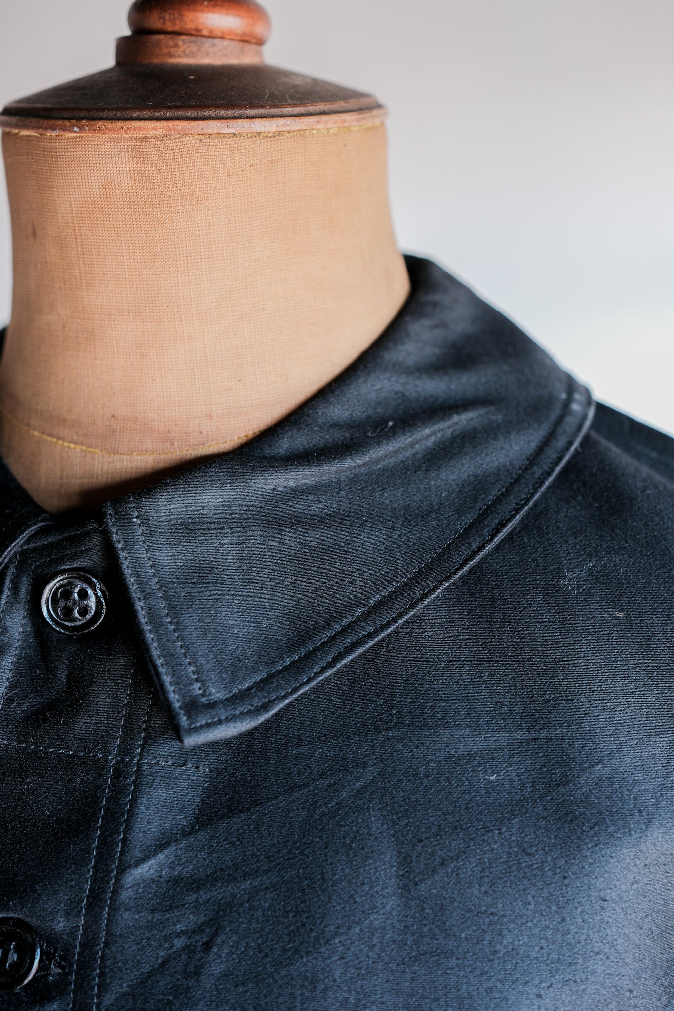 【~30's】French Vintage Black Moleskin Work Jacket "Le Mont St. Michel"