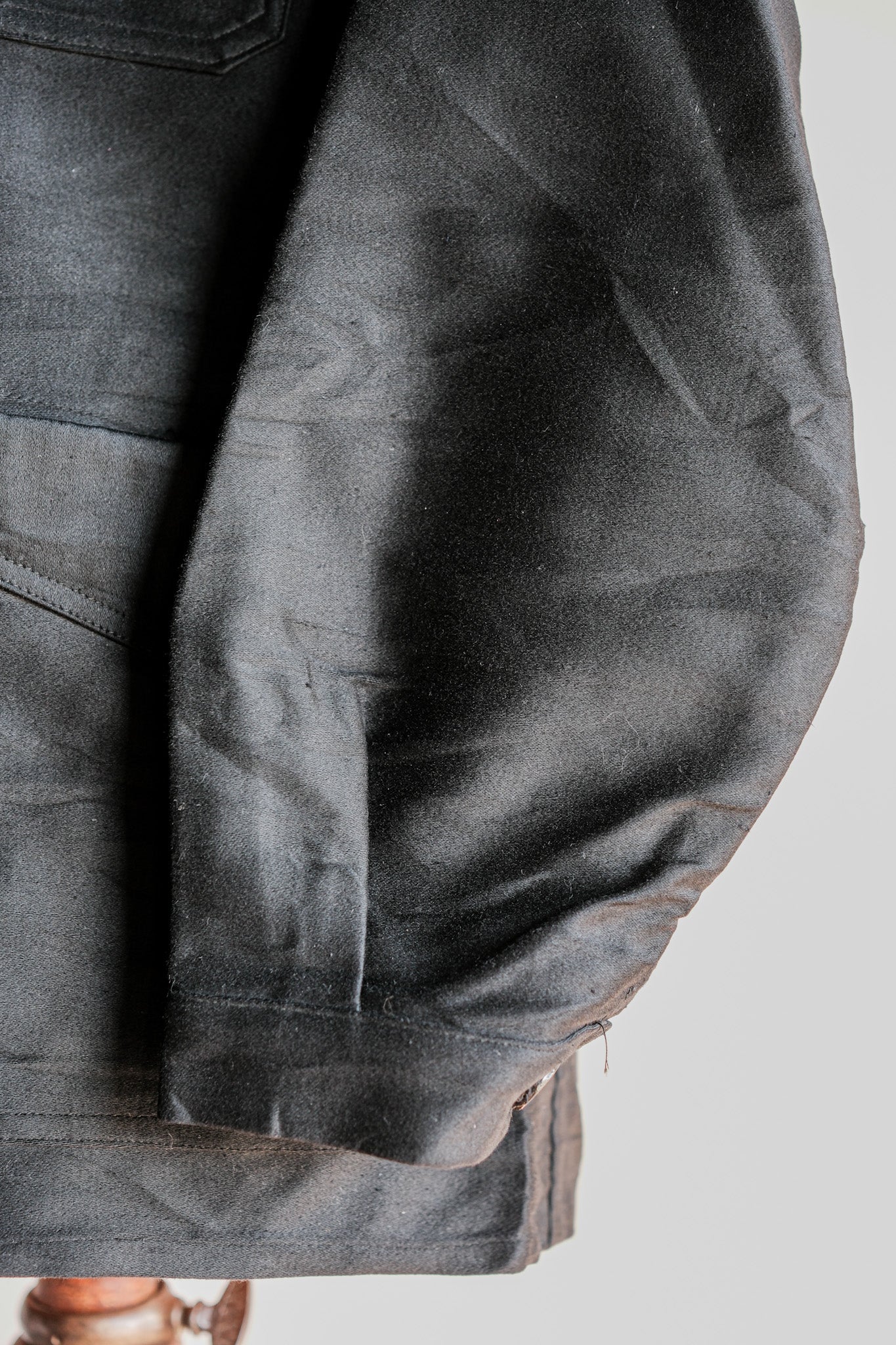 【~30's】French Vintage Black Moleskin Work Jacket "Le Mont St. Michel"