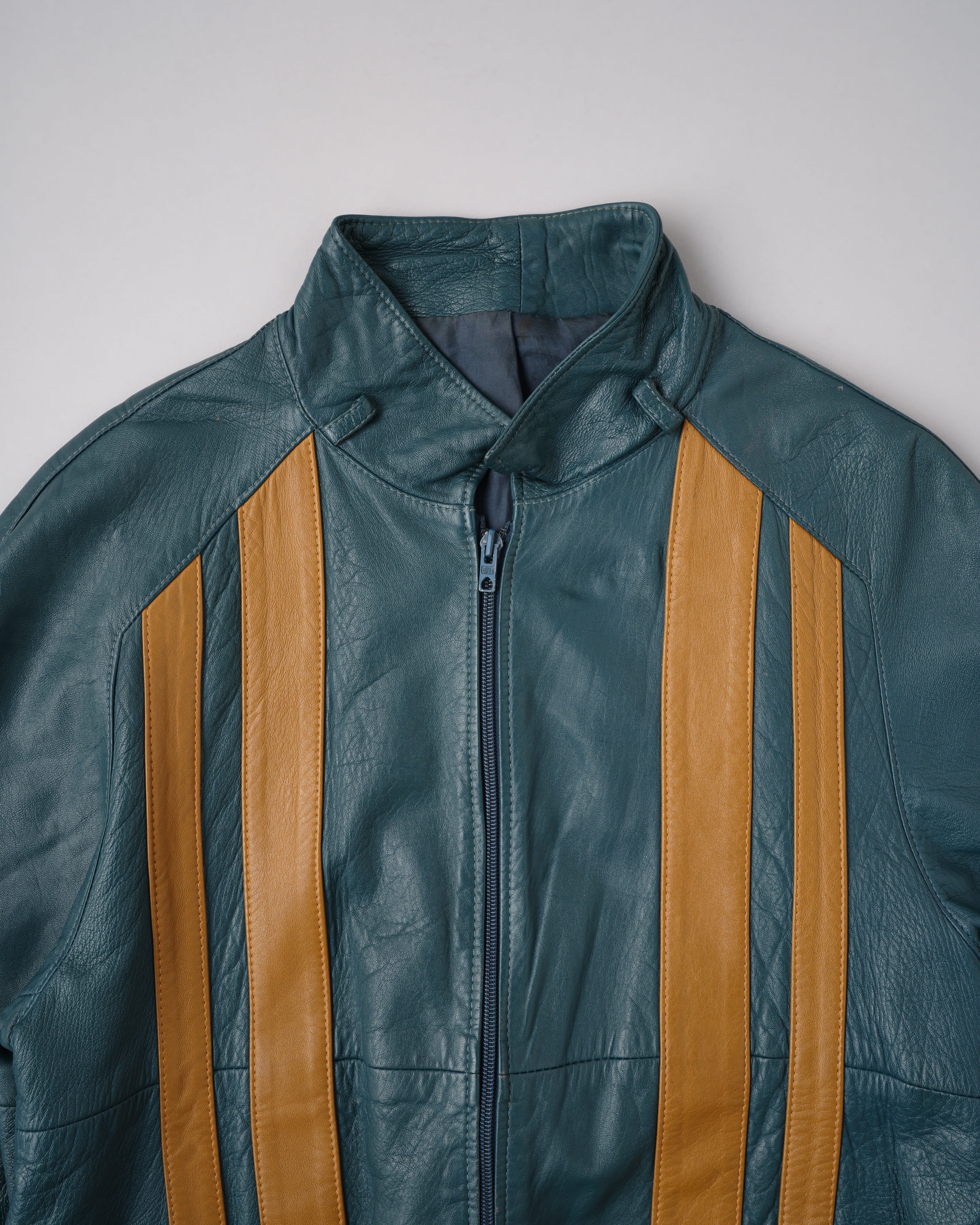 【~70's】French Vintage 2 Tone Raglan Sleeve Leather Jacket Size.S