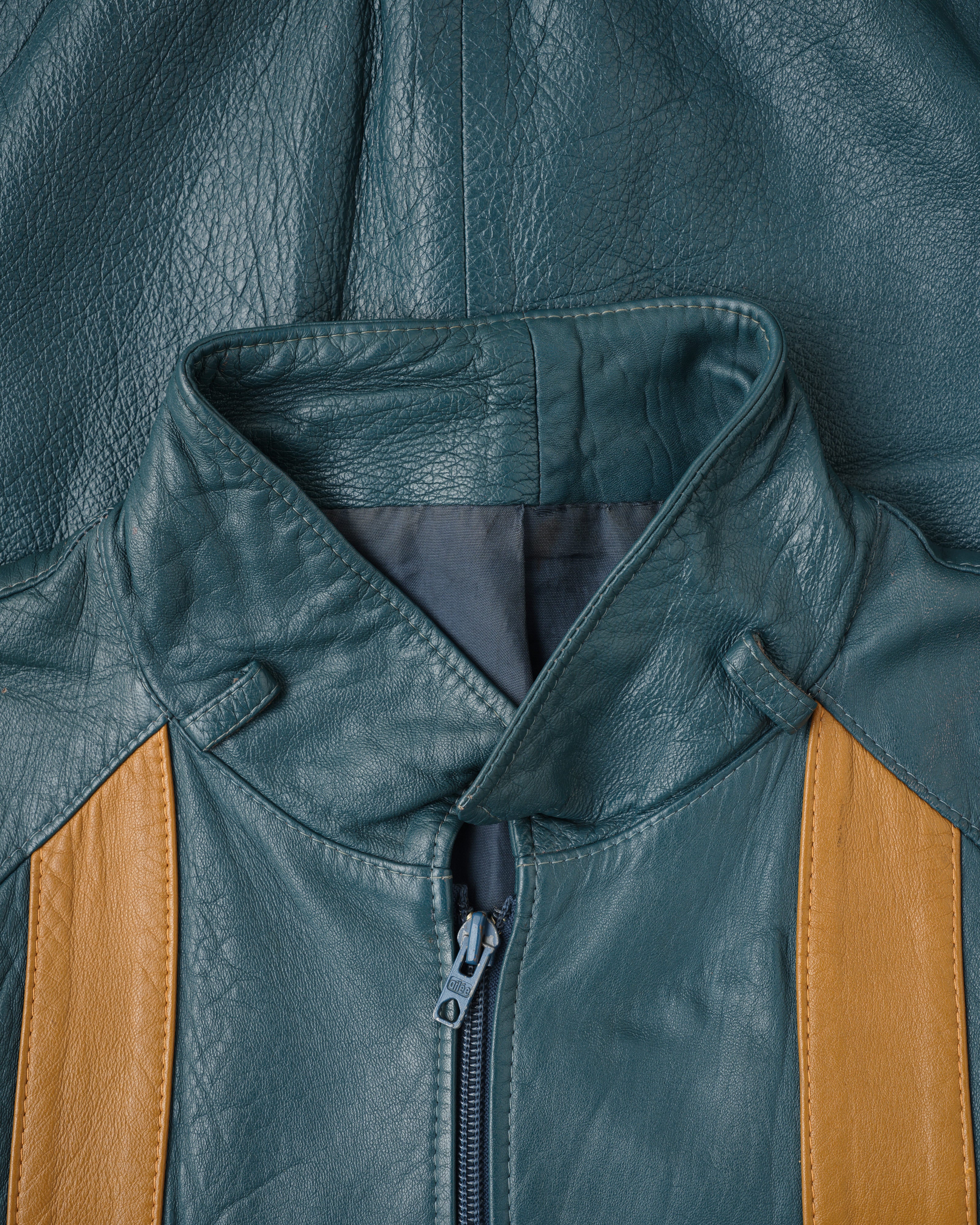 【~70's】French Vintage 2 Tone Raglan Sleeve Leather Jacket Size.S